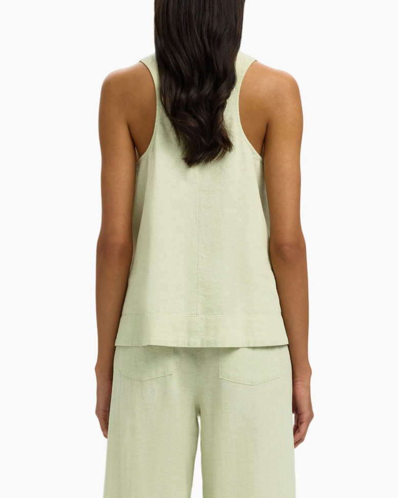 tank top, sleeveless, linen, light green, loose fit