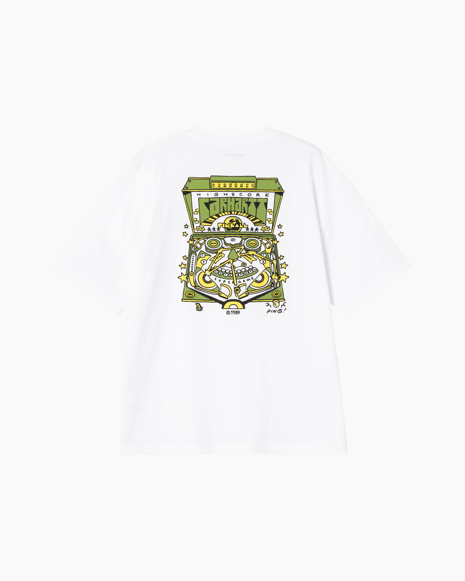 t-shirt, graphic, short-sleeve, white, pinball-art