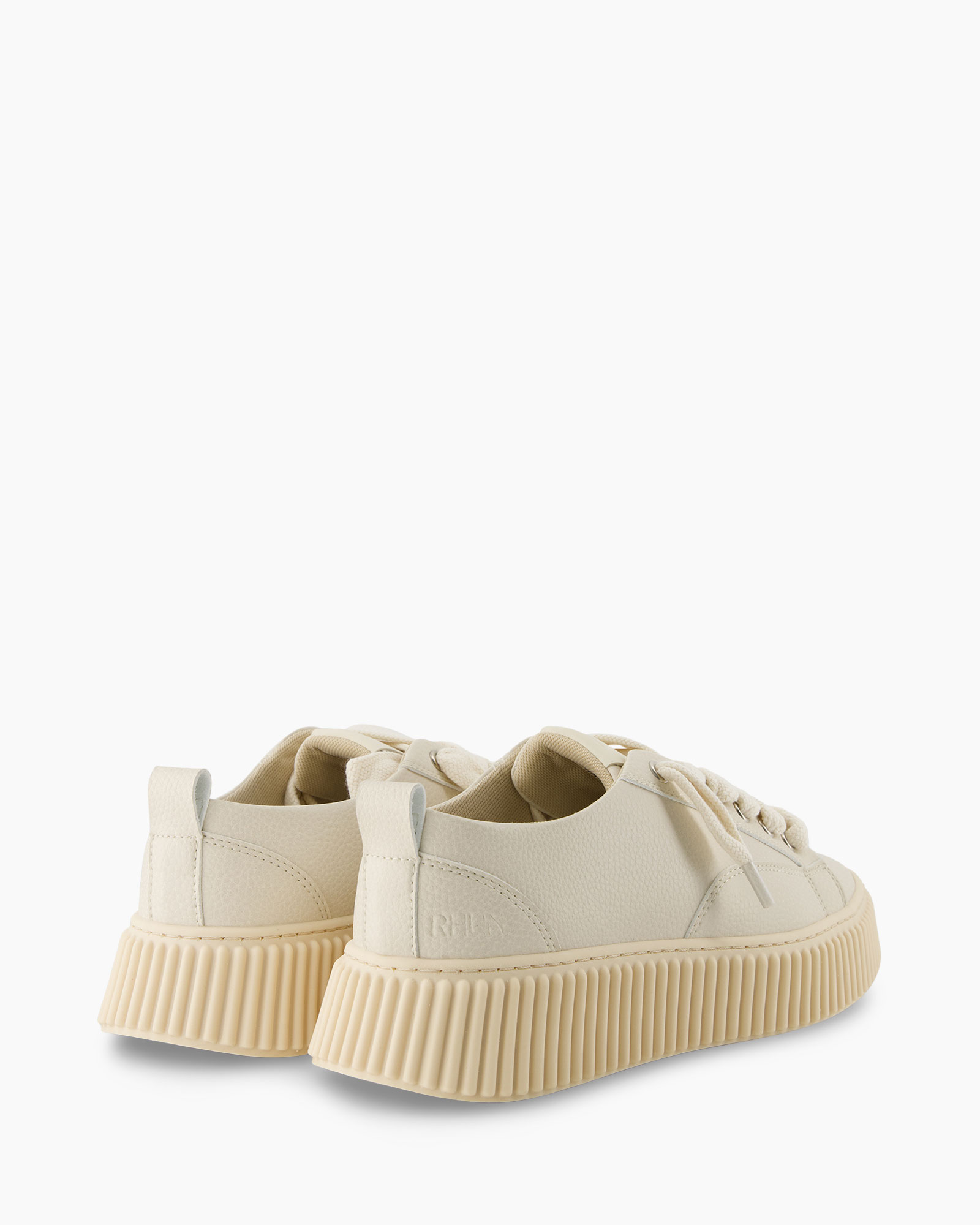 sneakers, creeper sole, beige, leather, low-top