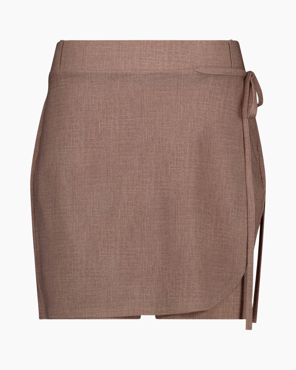 skirt, wrap, linen, solid, brown
