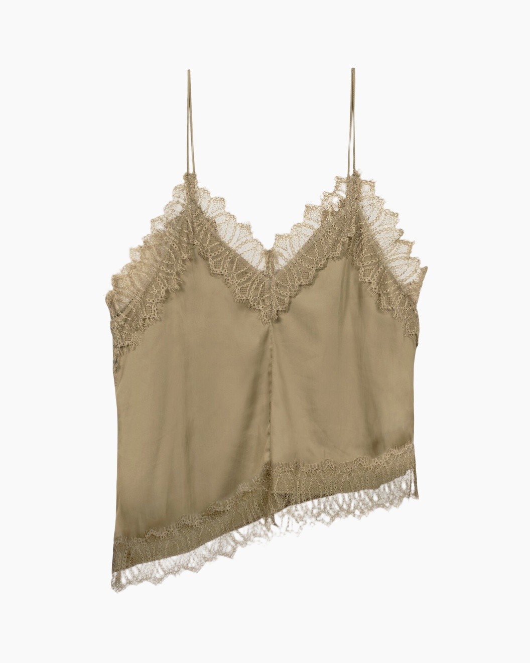 camisole, lace trim, satin, spaghetti straps, beige