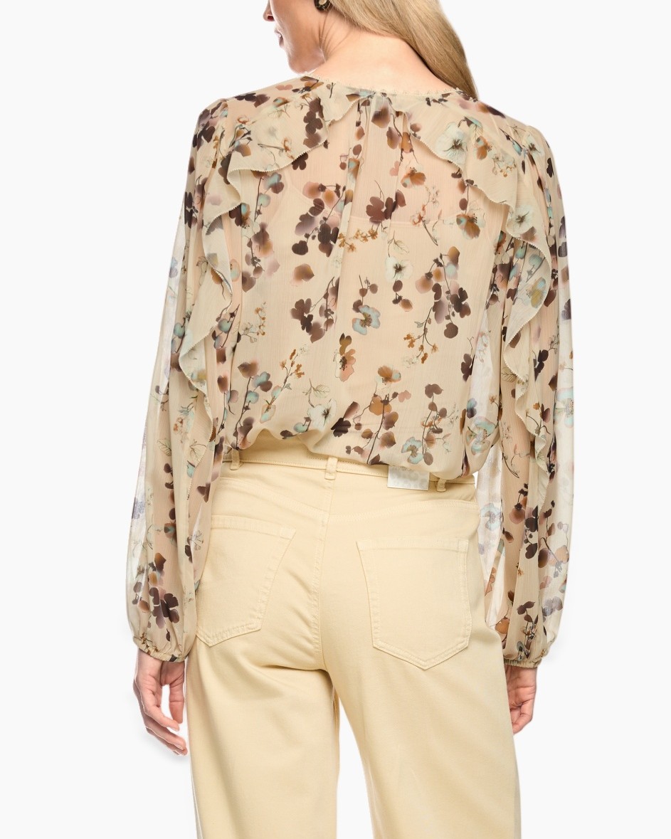 blouse, floral, sheer, long-sleeve, back-view