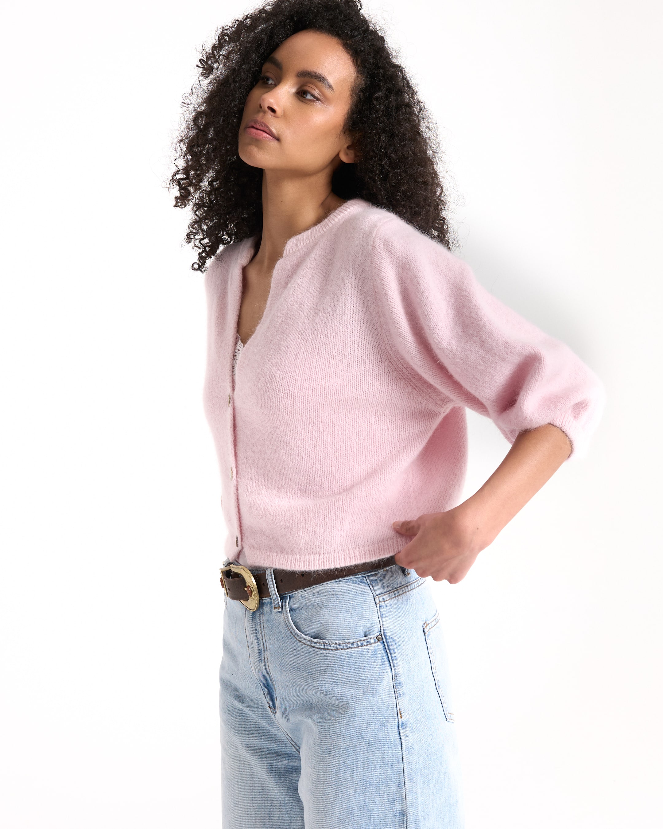 cardigan, pink, knit, long-sleeve, soft