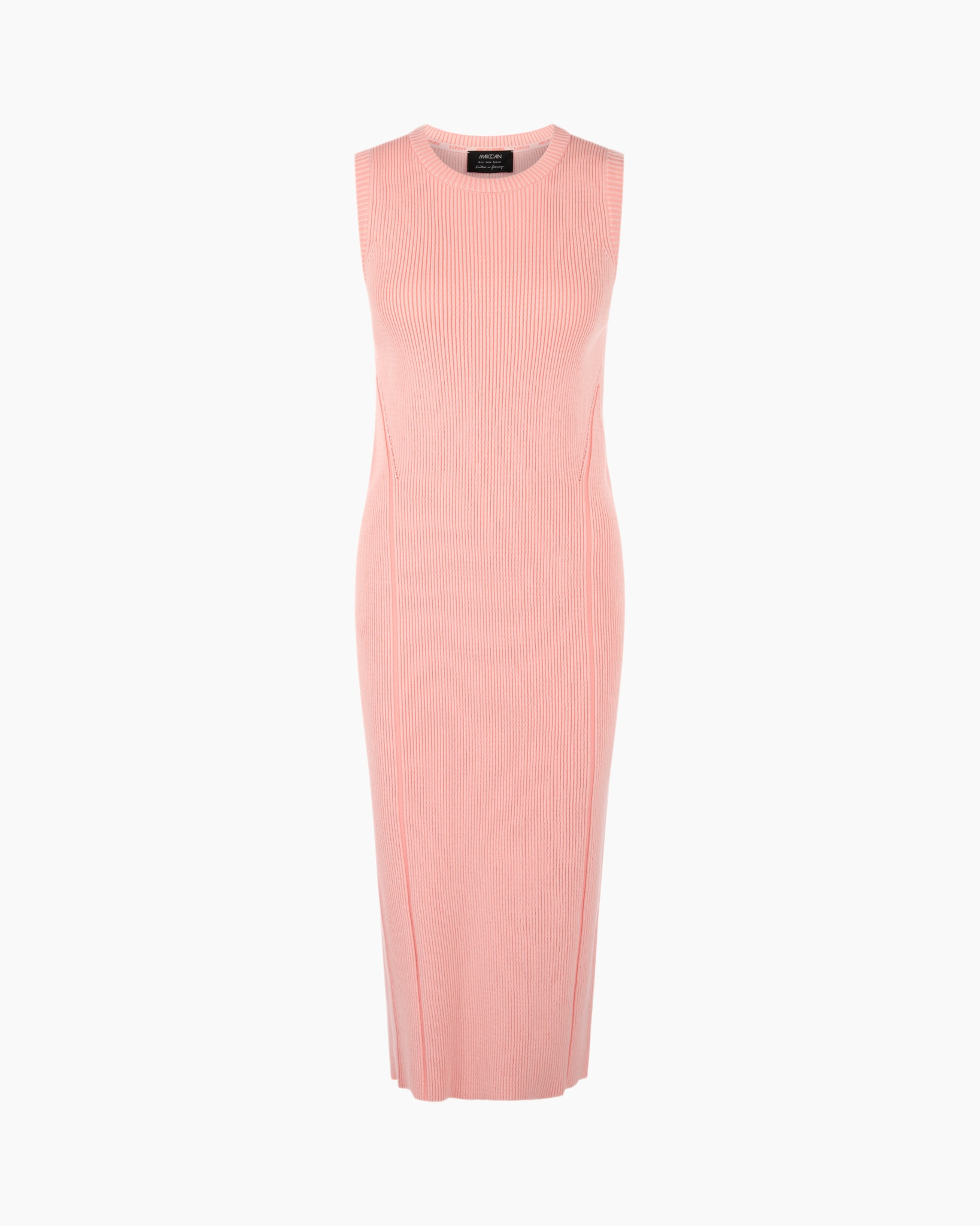 dress, knit, sleeveless, midi, pink