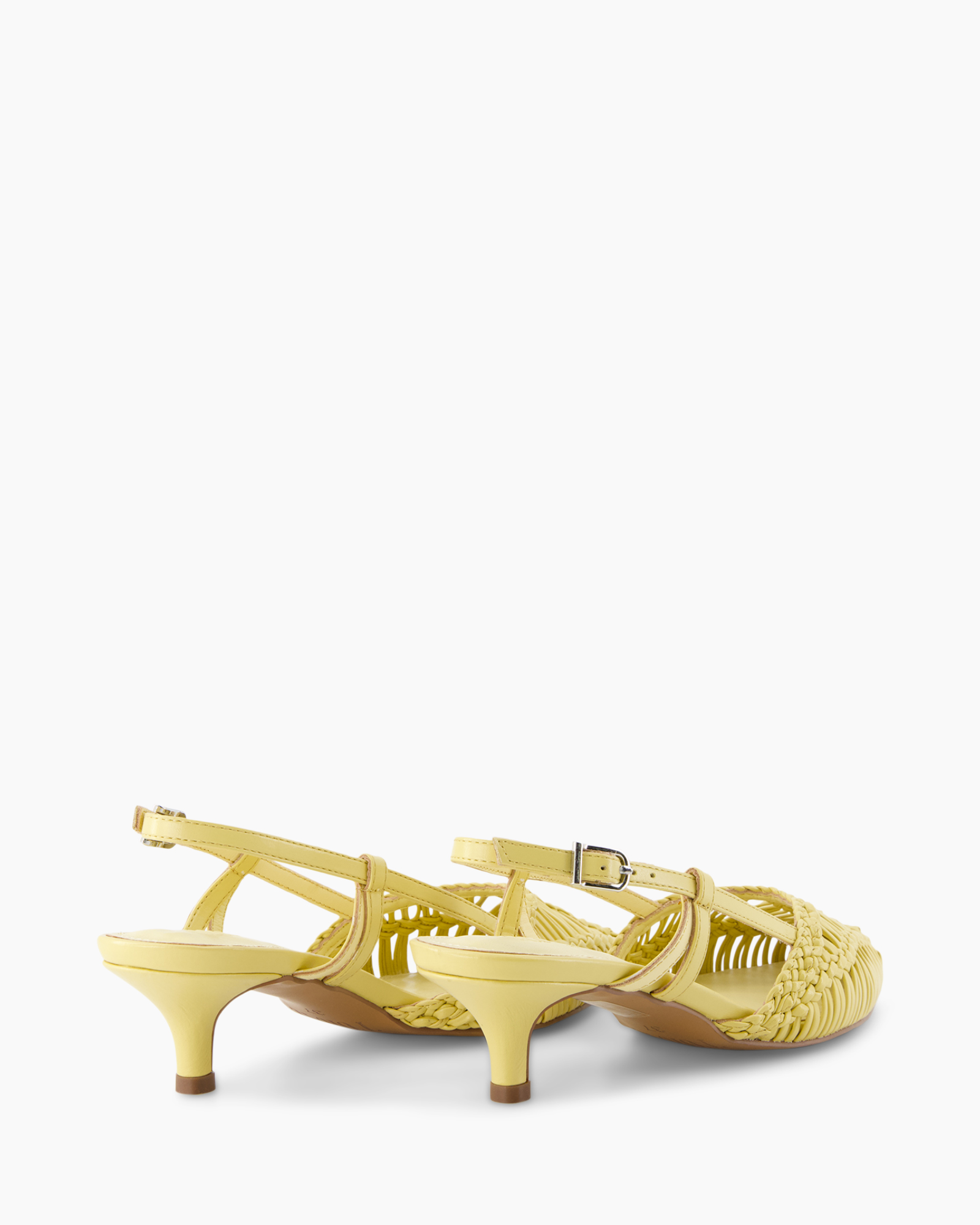 sandals, heel, woven, strappy, yellow
