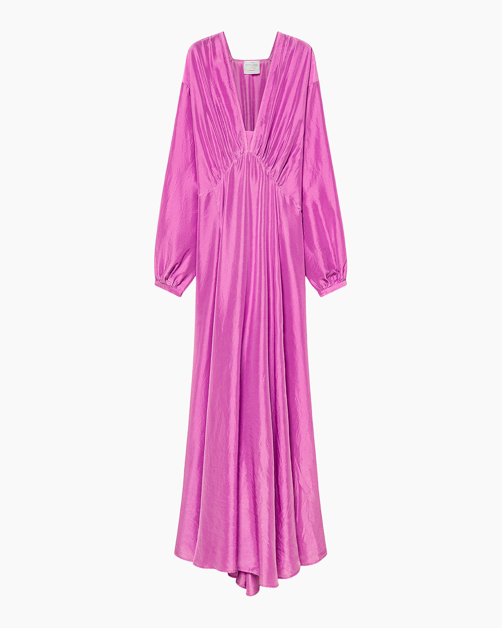 evening dress, long gown, pink velvet, ruched waist, long-sleeve