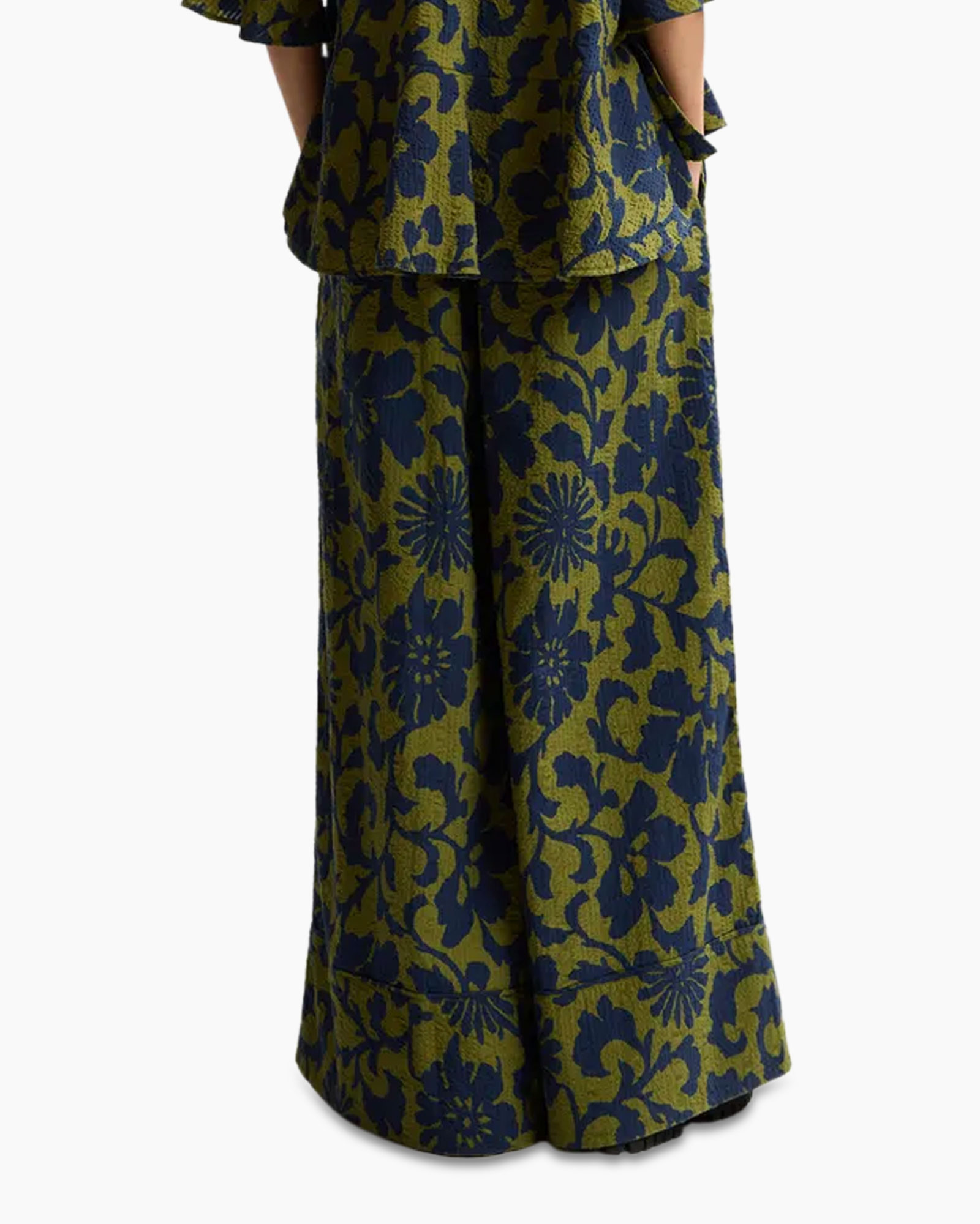 trousers, pants, wide-leg, floral-pattern, green-navy