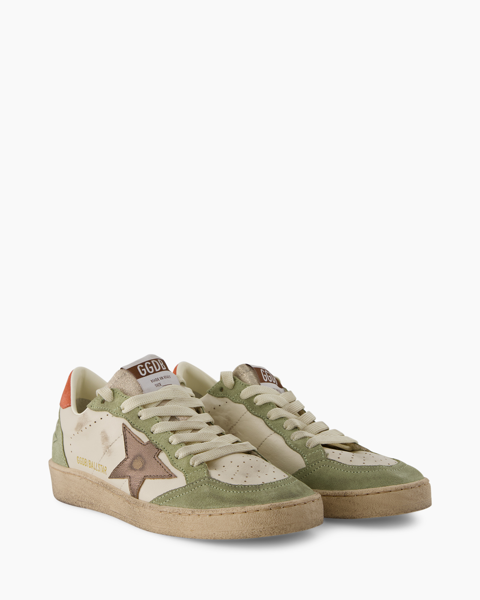sneakers, shoe, low-top, green, beige