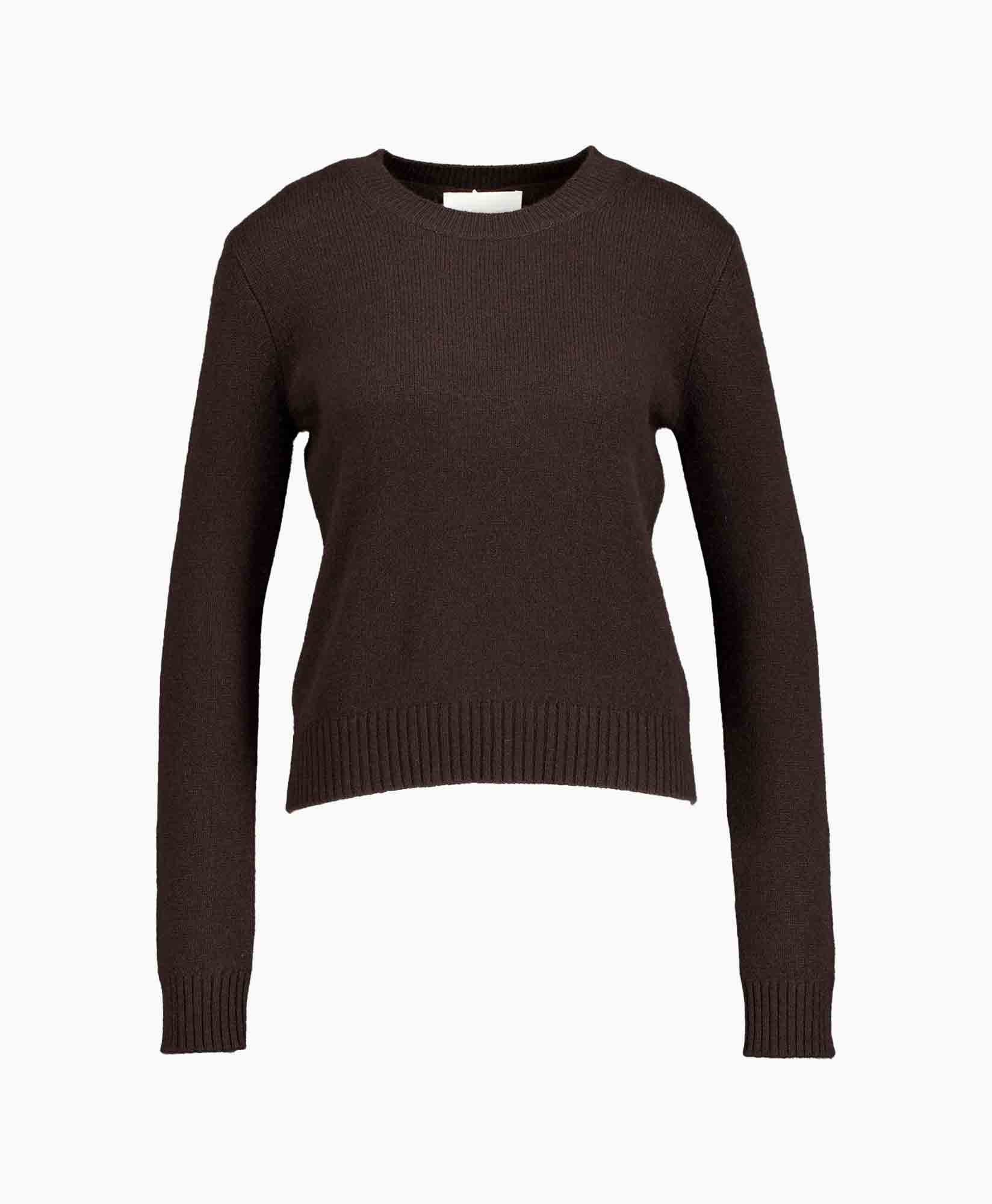sweater, knit, long sleeves, brown, crew neck