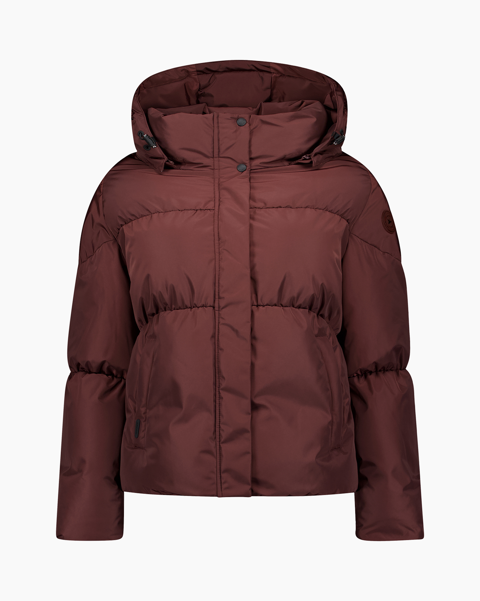 puffer jacket, hooded jacket, maroon, down jacket, women’s jacket