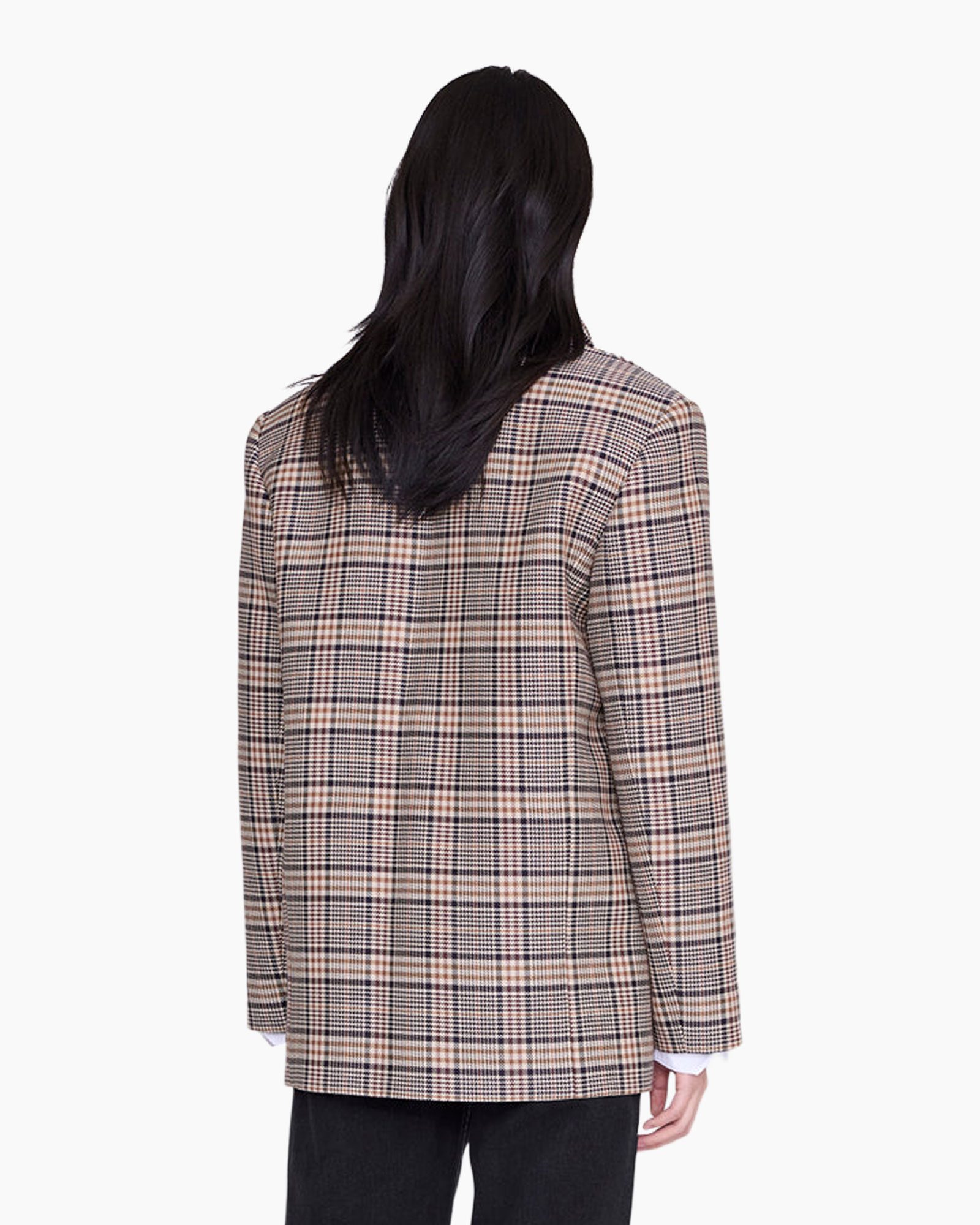 blazer, plaid, women, jacket, buttoned