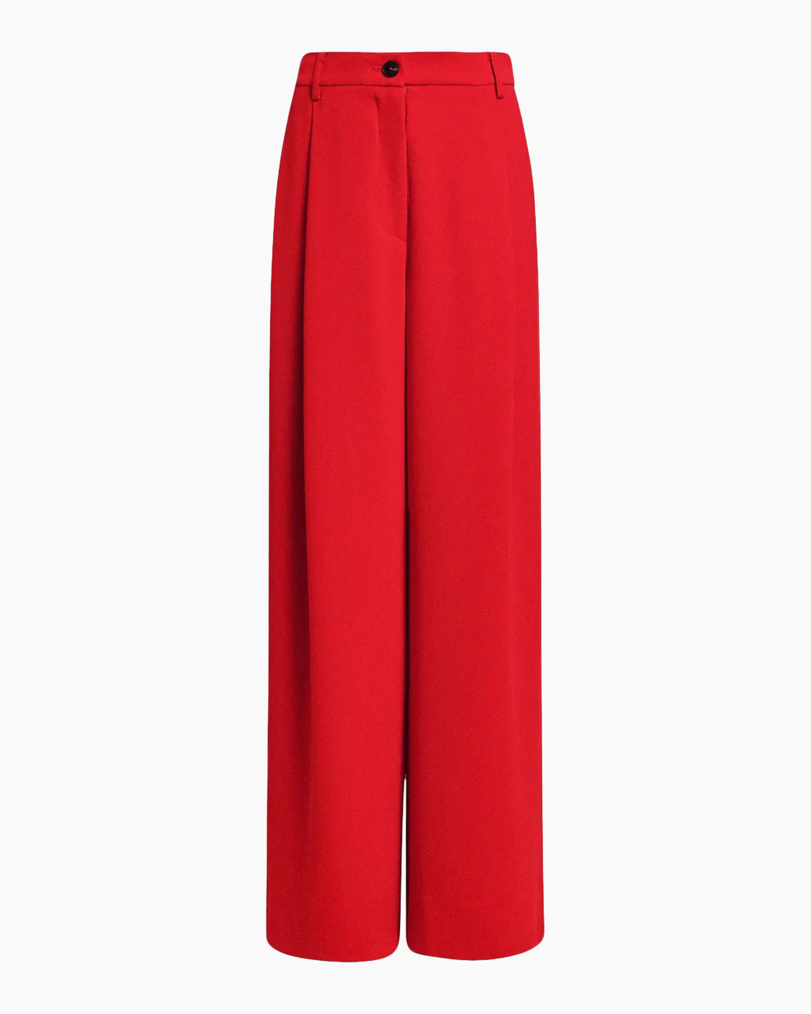 red, wide-leg, pants, high-waist, solid color