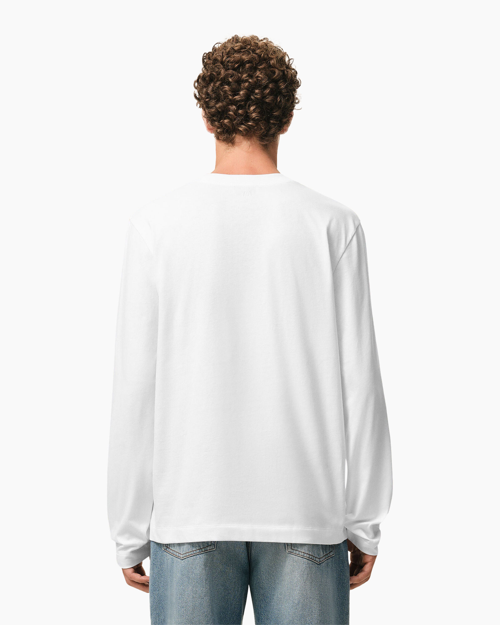 long-sleeve, white, crew-neck, cotton, casual