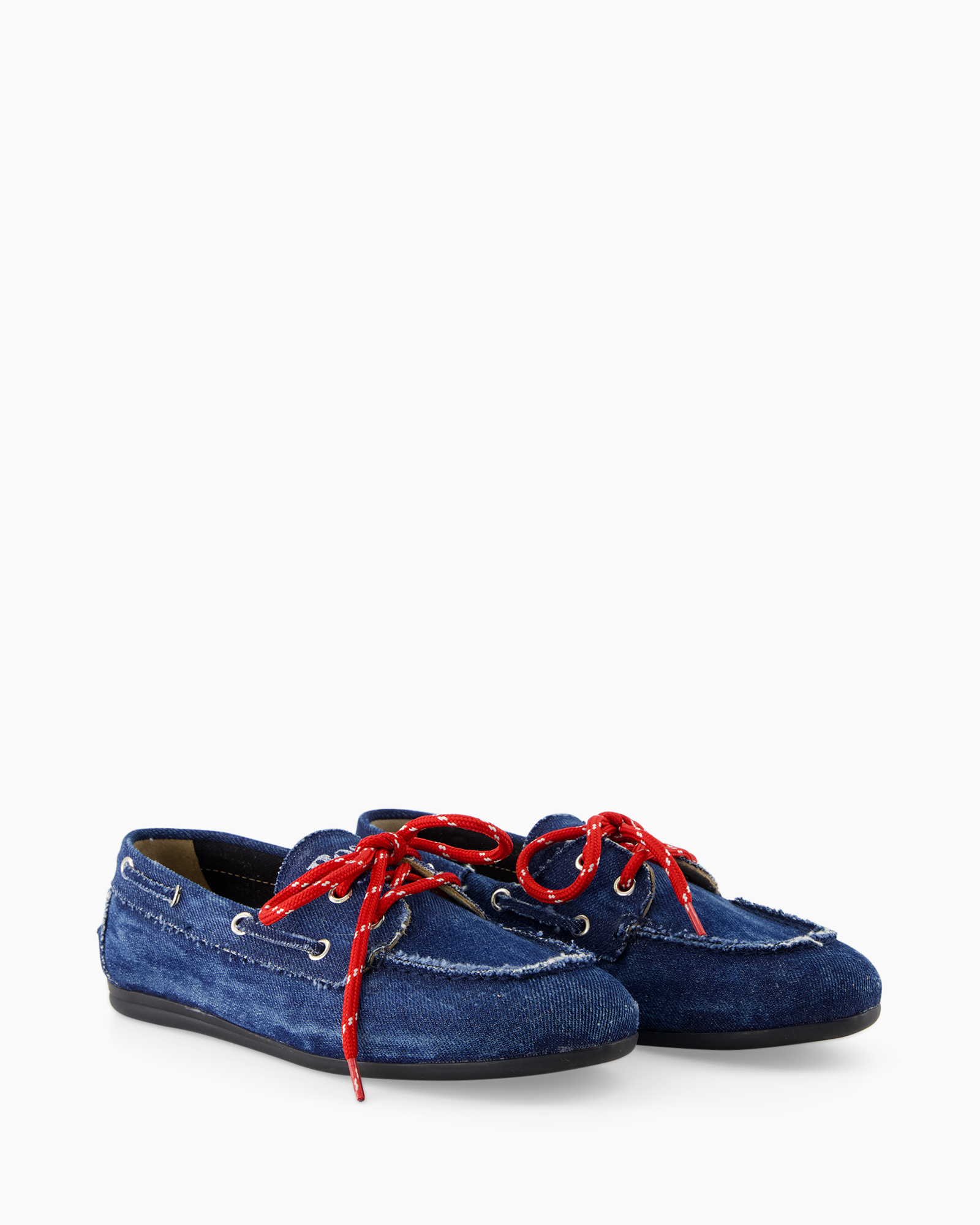 canvas shoe, denim, blue, red laces, men's loafer