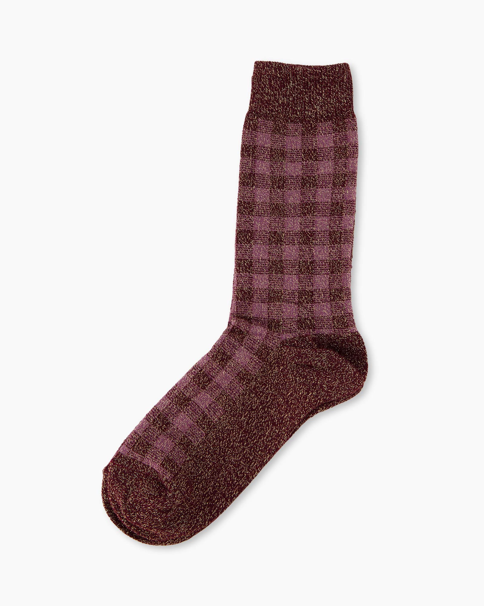 socks, crew, plaid, maroon, knit