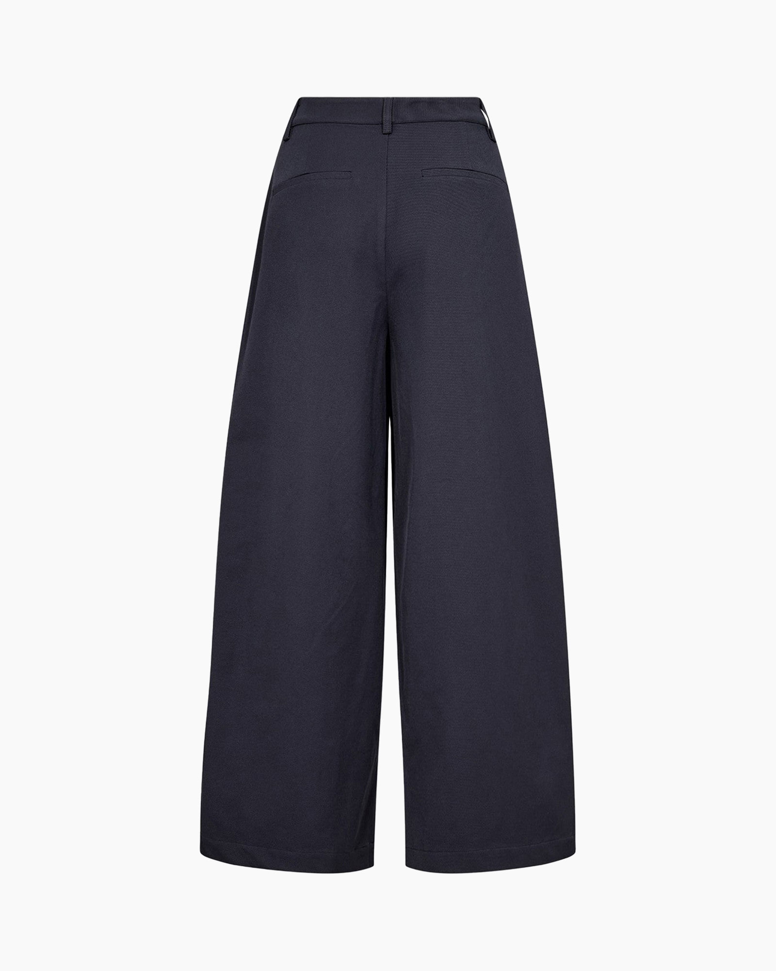 pants, wide-leg, navy, cotton, high-waist