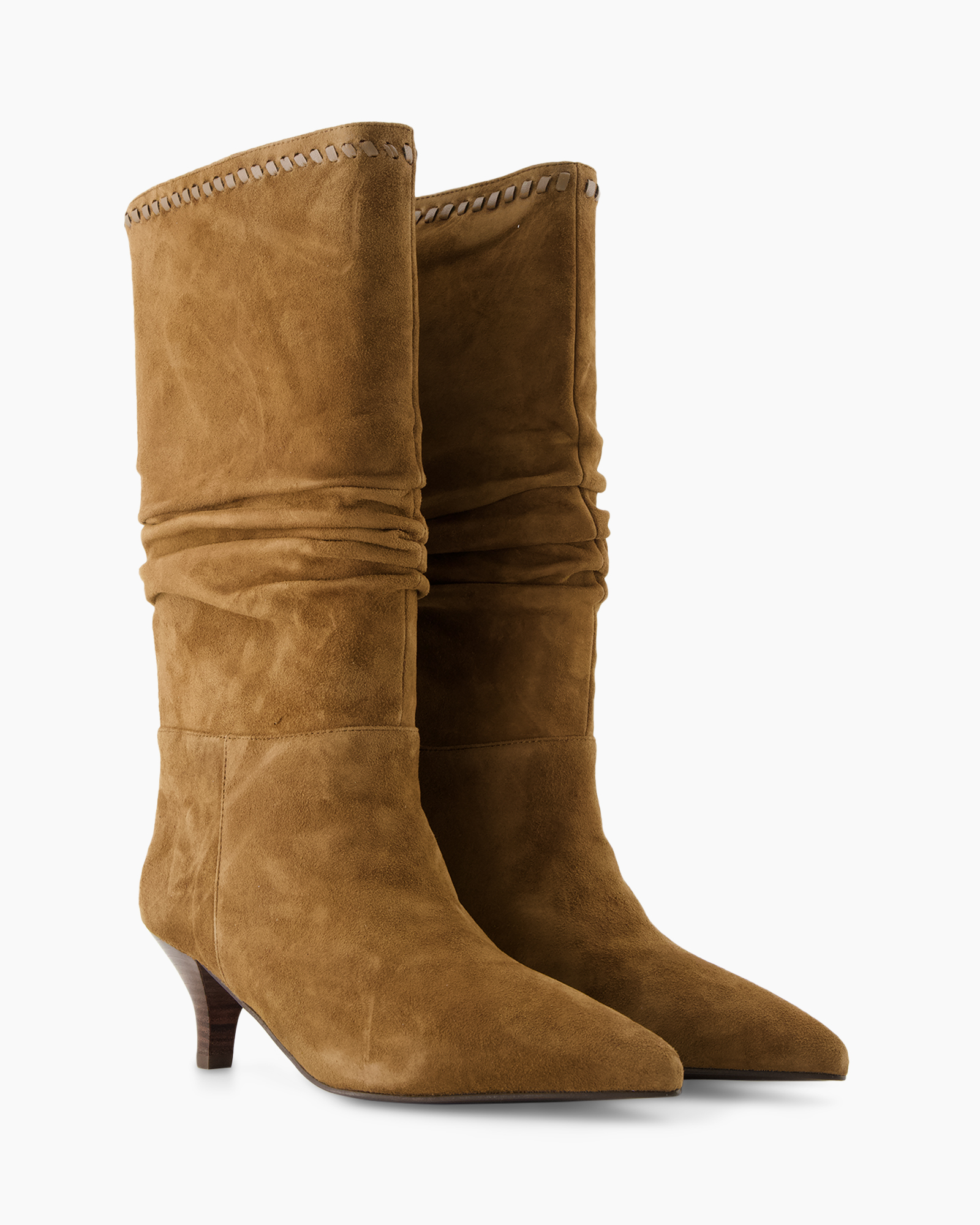 boots, ankle boots, knee-high, suede, brown