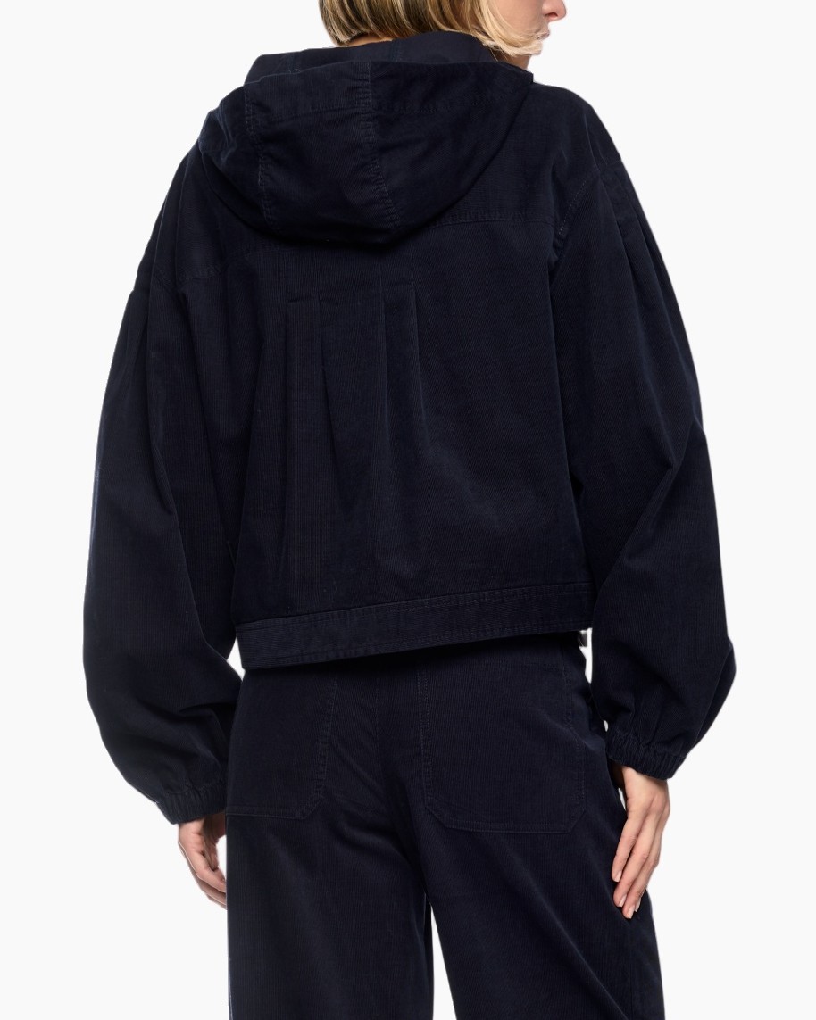 hoodie, jacket, navy, corduroy, drawstring