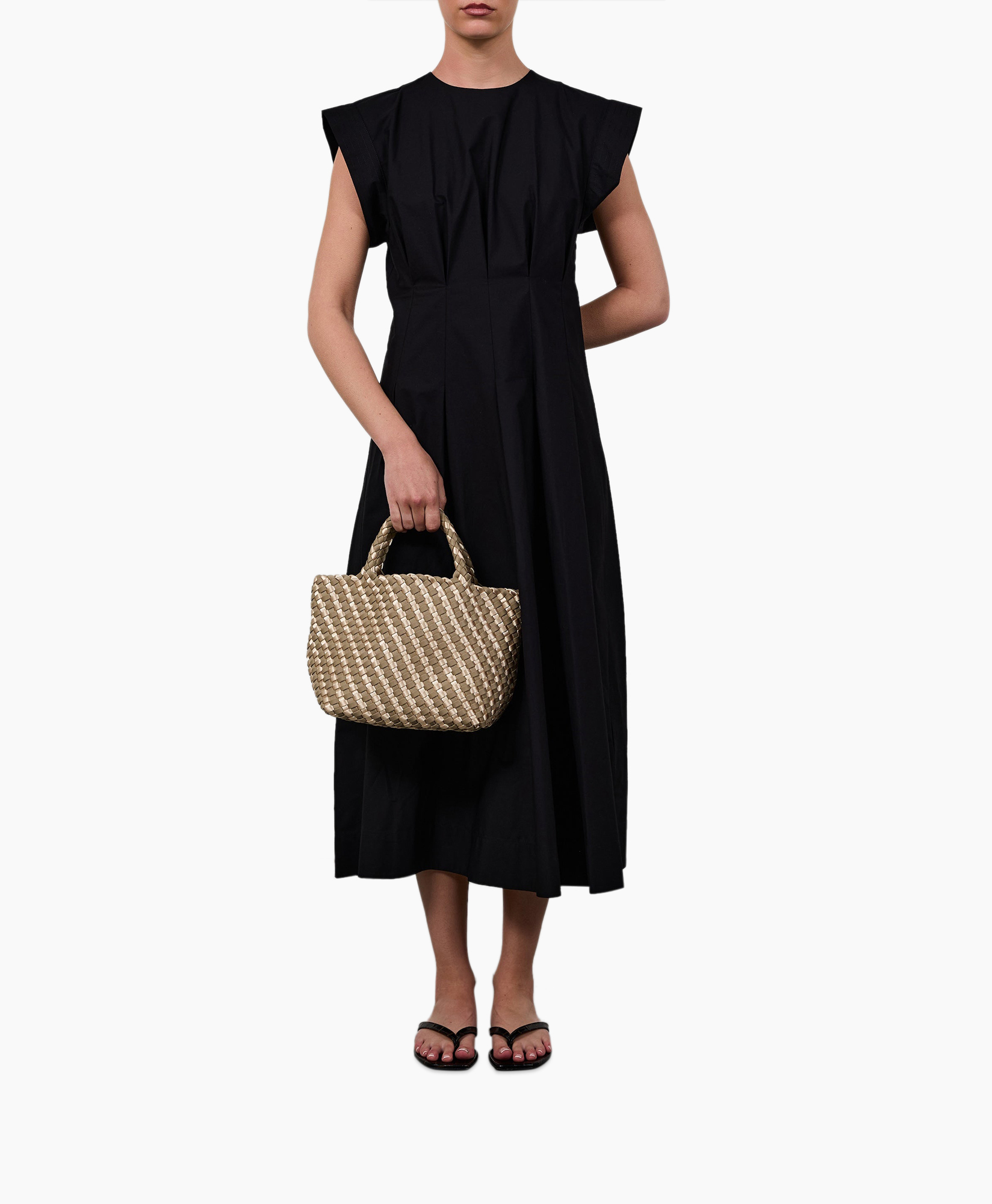 handbag, woven, beige, strapless, clutch