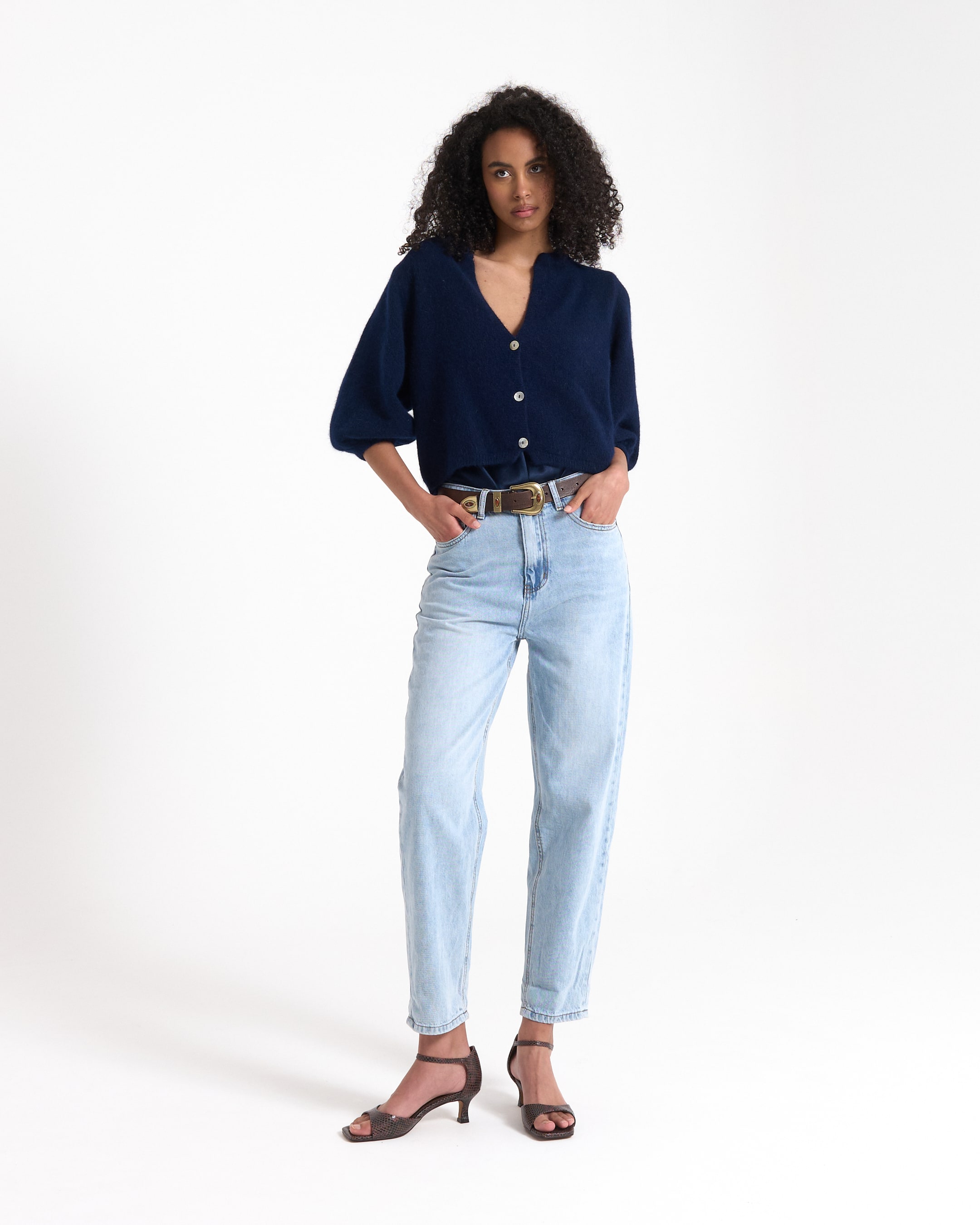 cardigan, navy, buttons, long-sleeve, knit