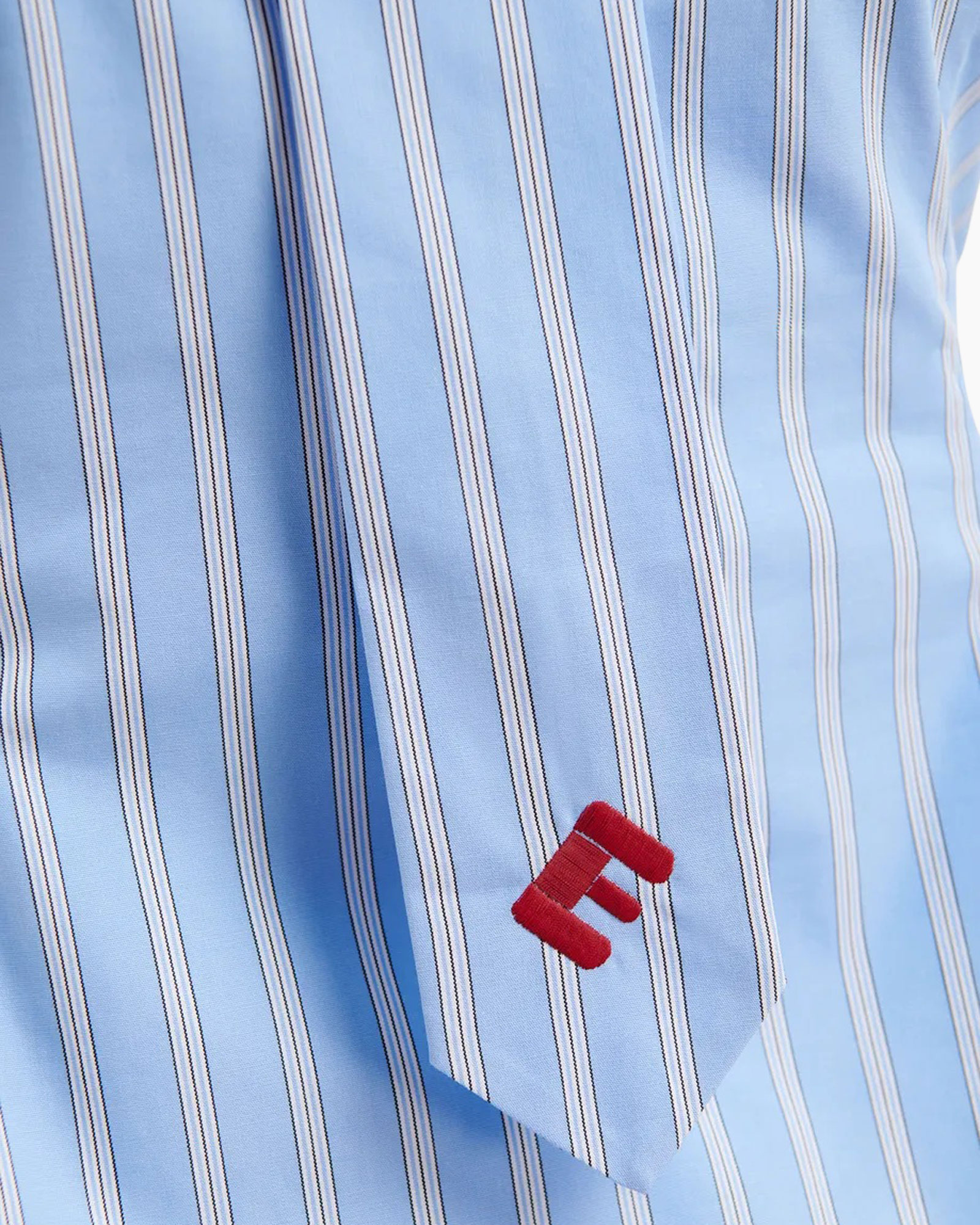shirt, striped, blue, collar, logo