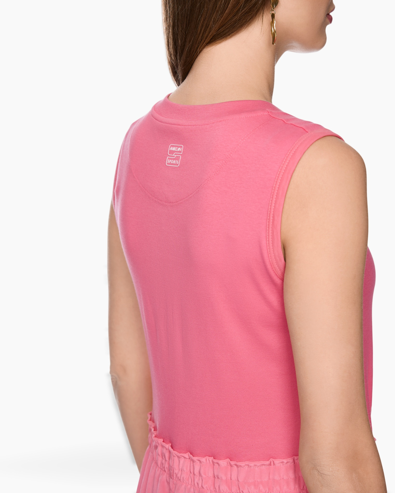 tank top, pink, sleeveless, back view, ribbed hem