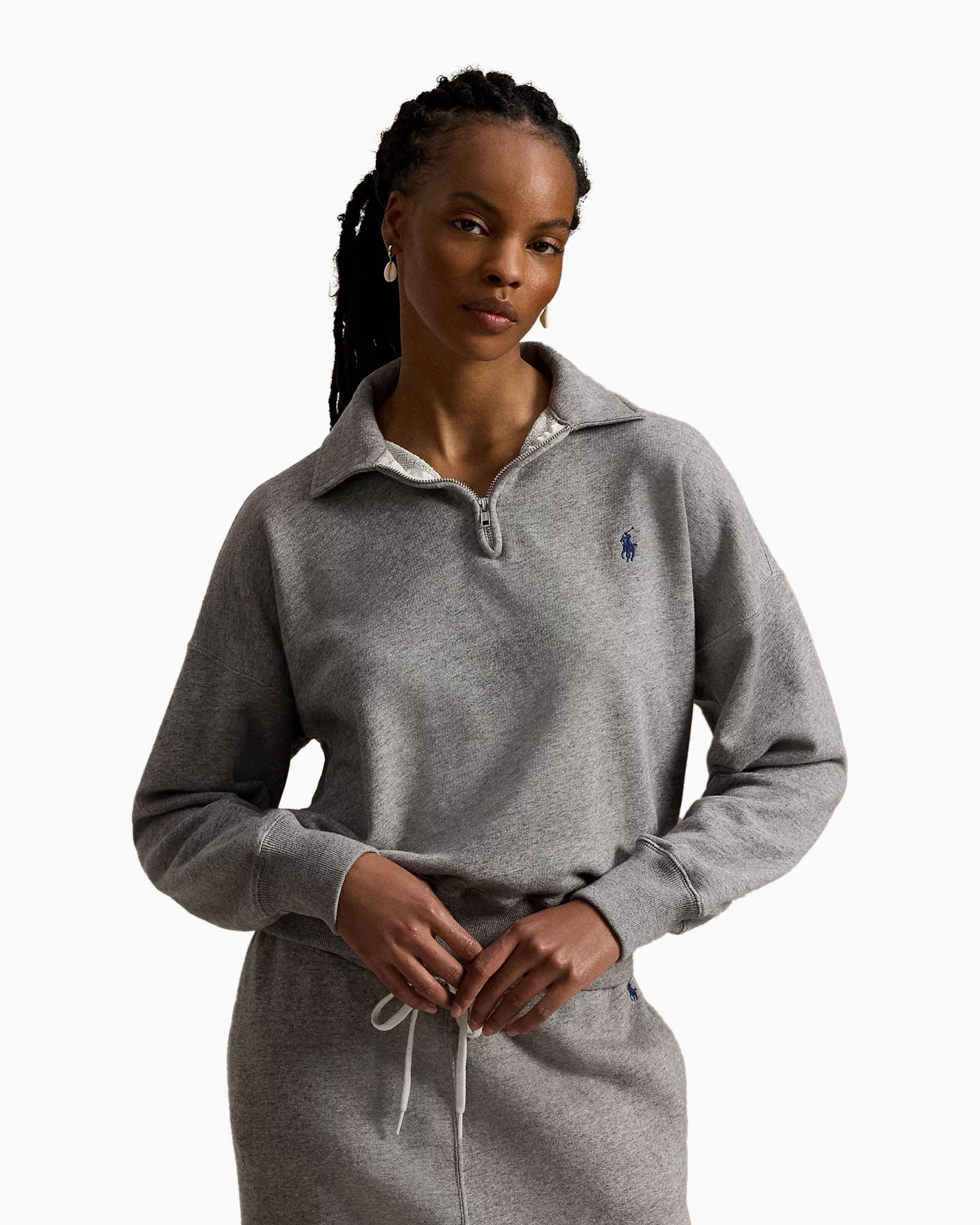 Sweater Knit Half-zip Donker Grijs