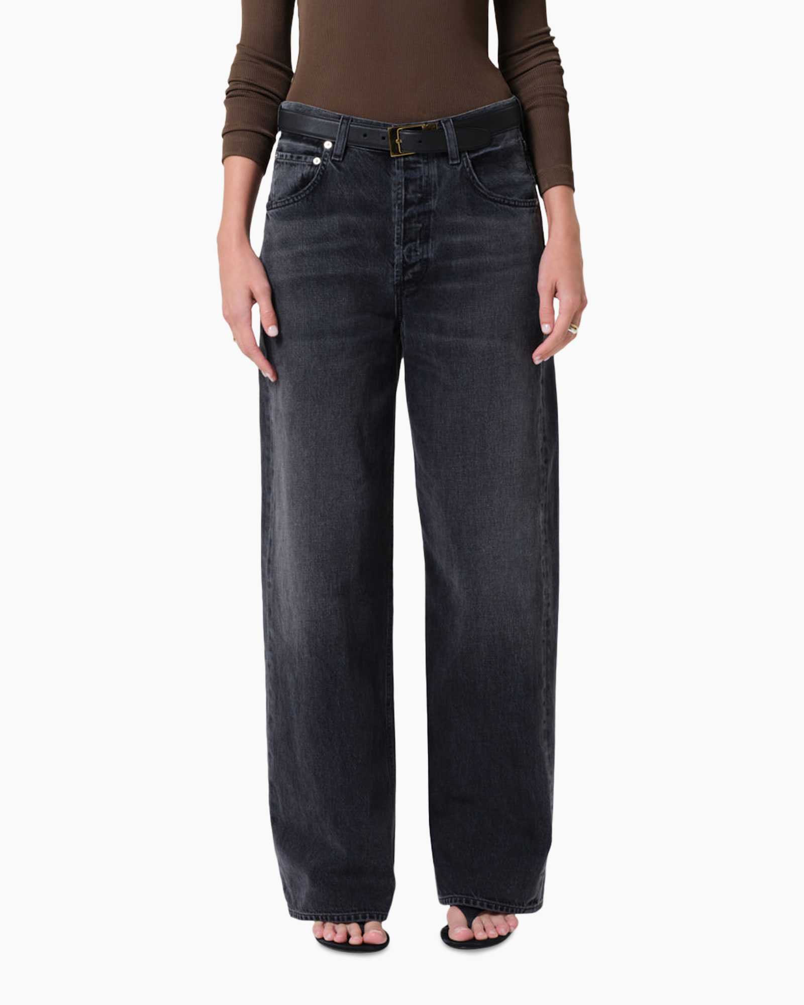 jeans, wide-leg, high-waisted, dark-wash, denim