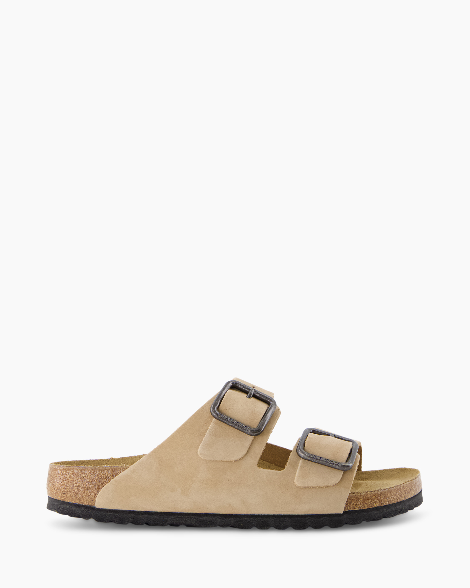 sandals, two-buckle, open-toe, slip-on, cork sole