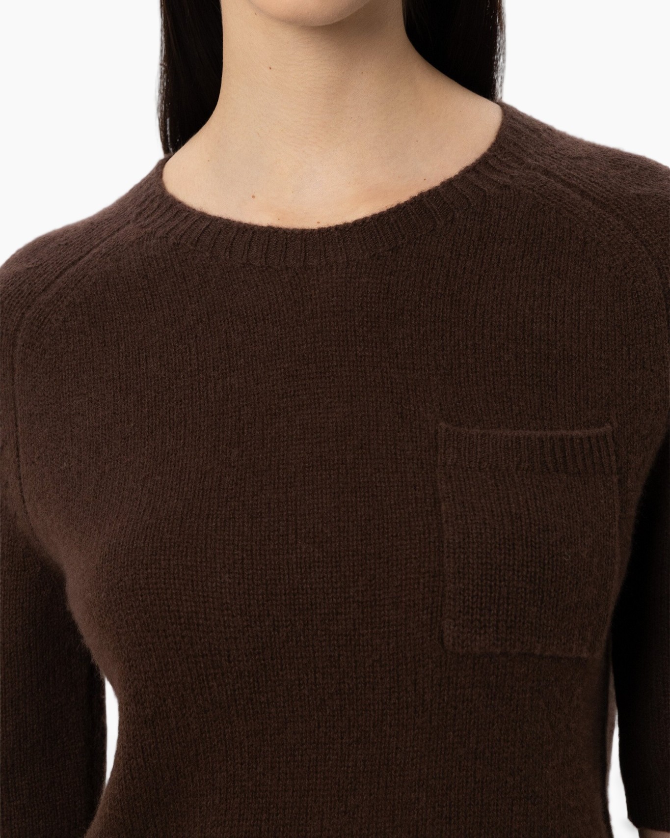 sweater, brown, knit, crewneck, pocket