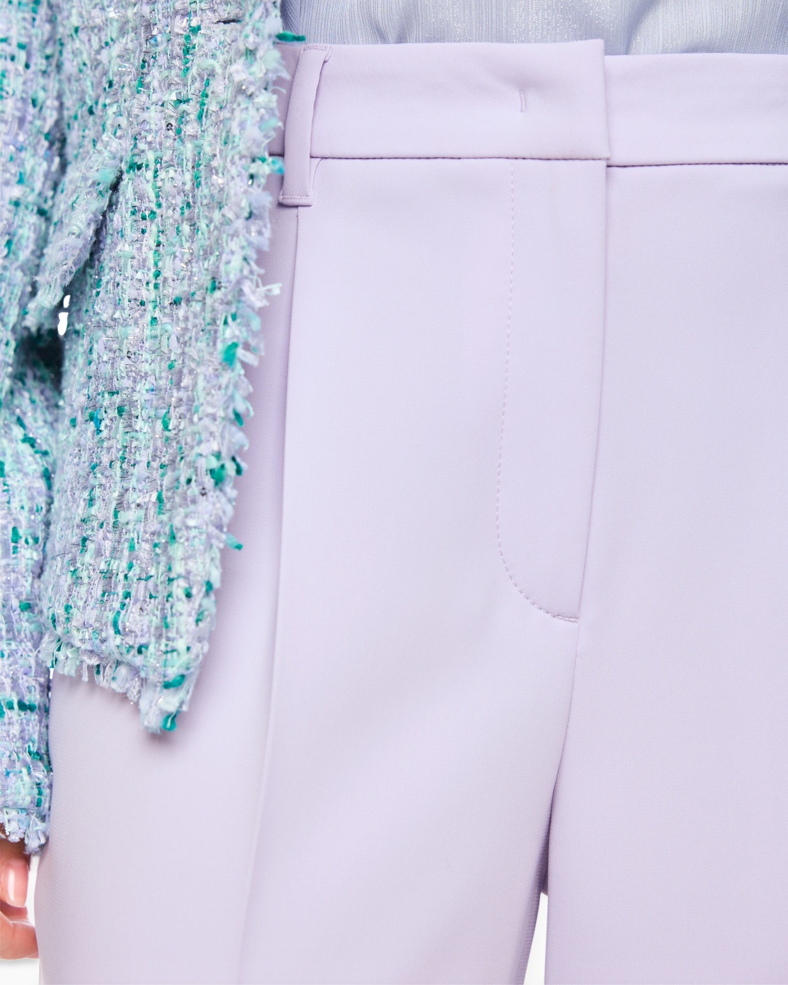 pants, trousers, light purple, high waist, stitching