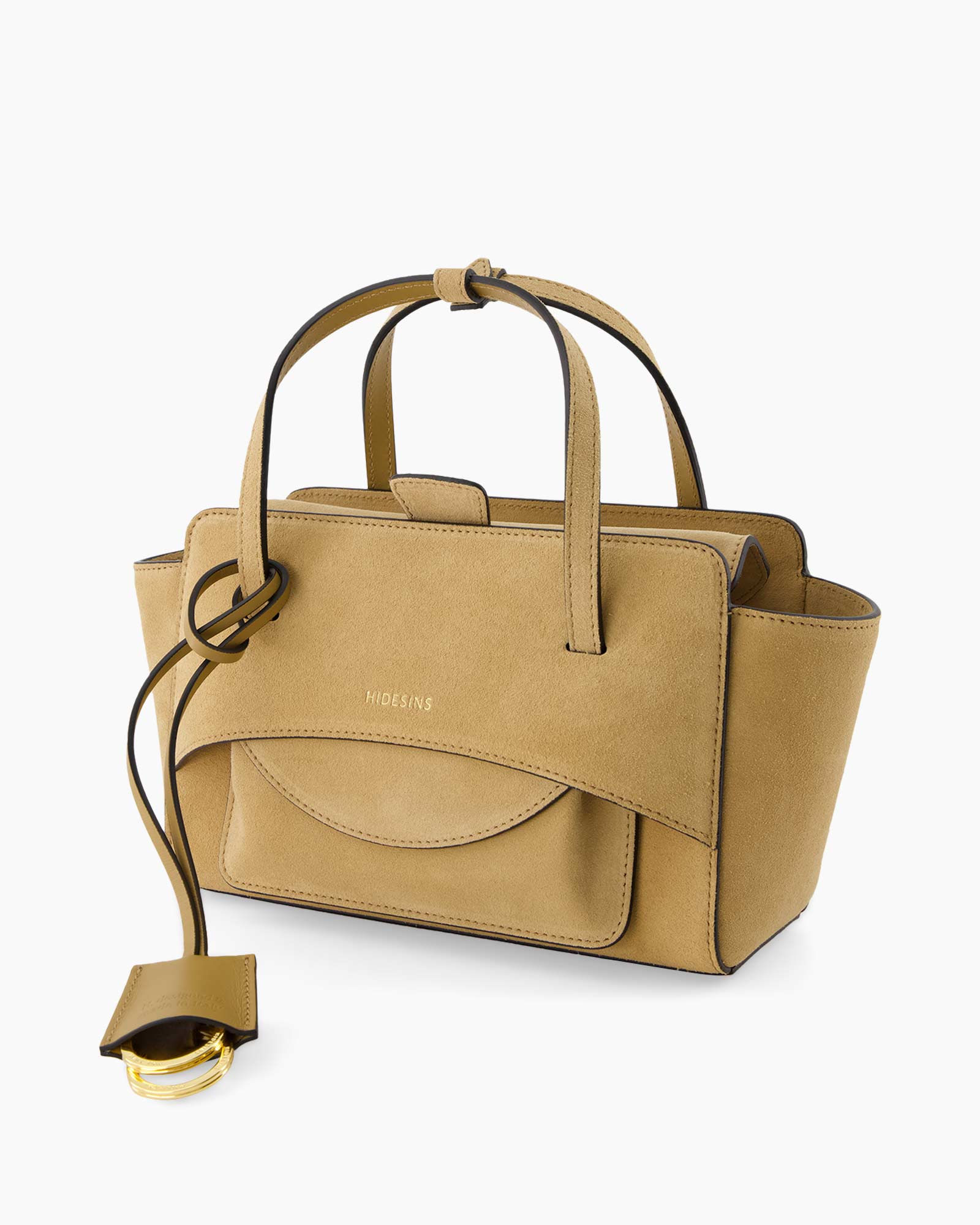 handbag, tote, tan, suede, pocket