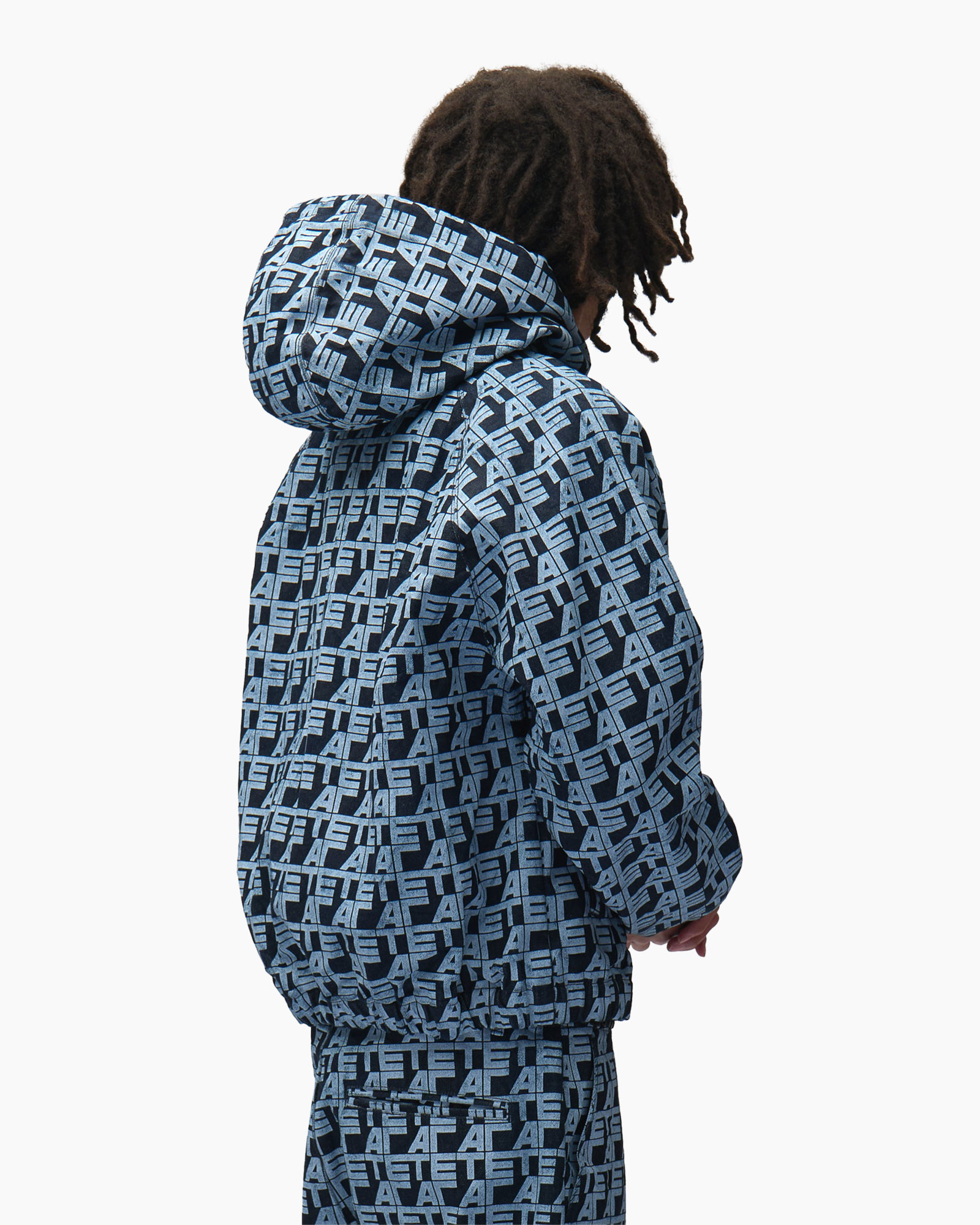 hoodie, jacket, zipper, patterned, blue