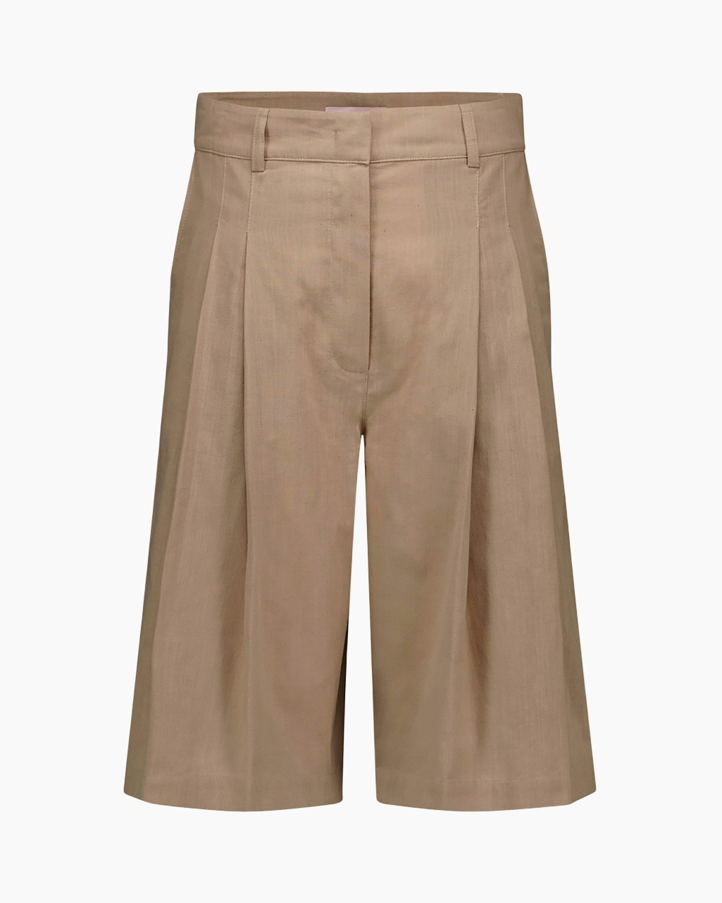 shorts, khaki, pleated, wide-leg, cotton blend