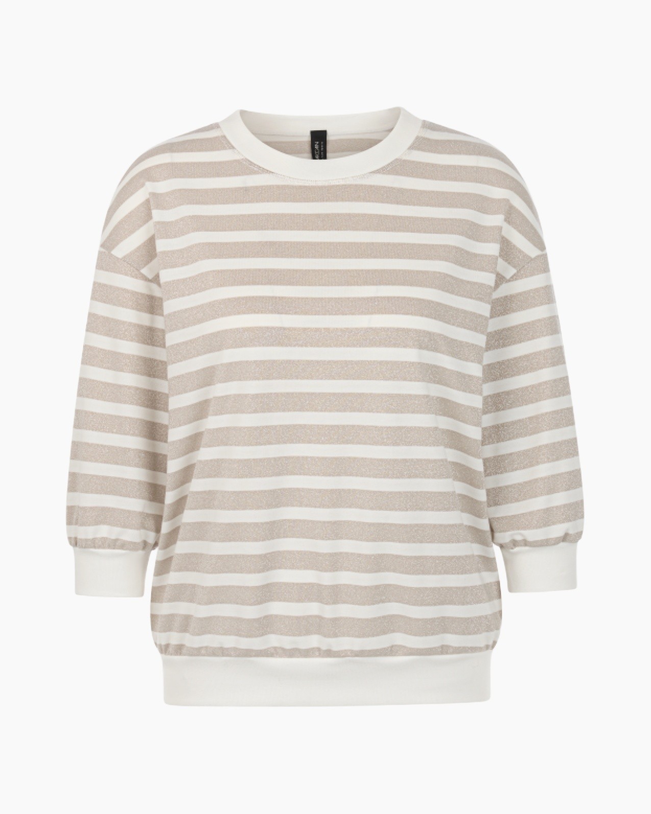 striped, sweater, crew neck, long sleeve, beige white