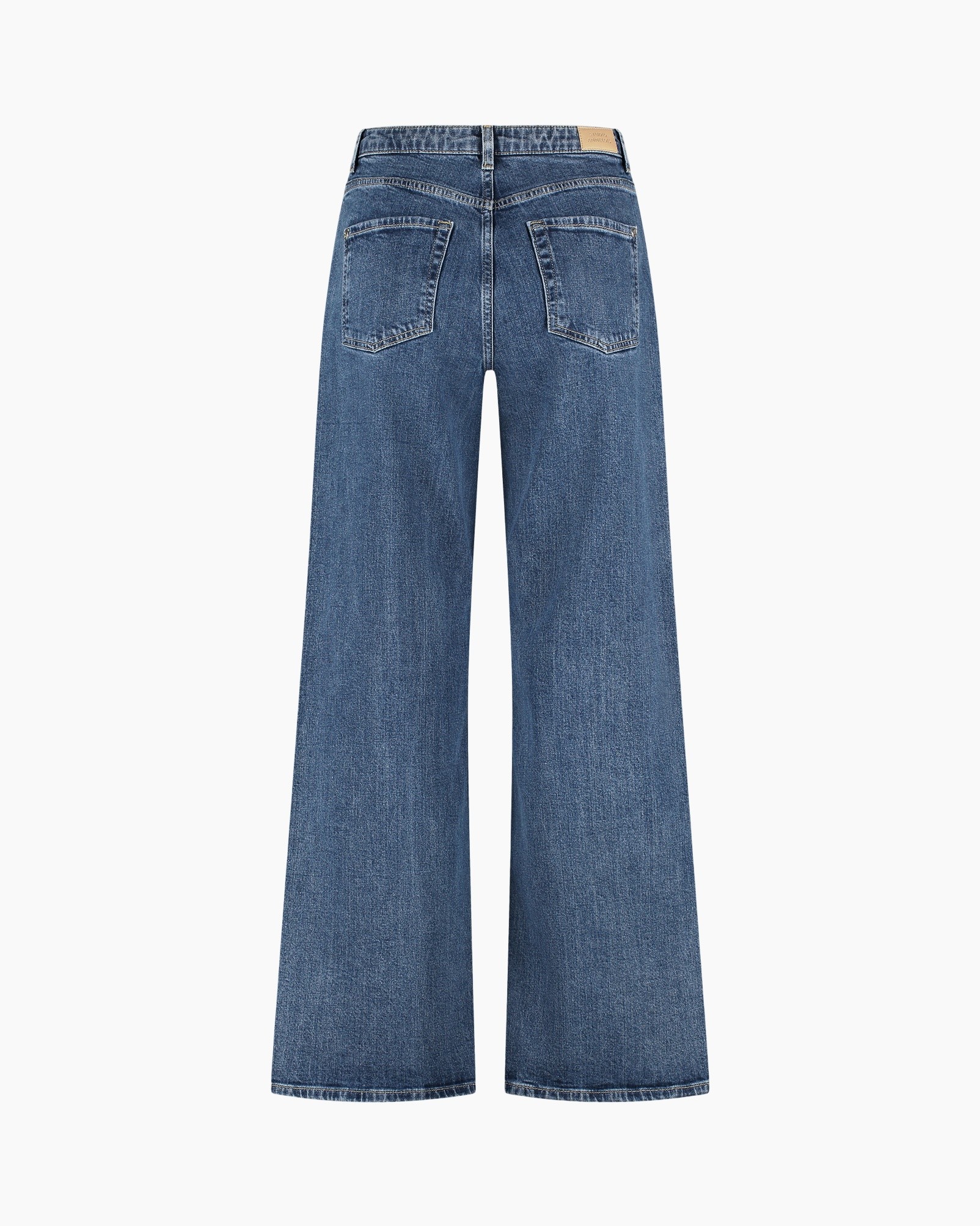 jeans, denim, wide-leg, back pockets, blue