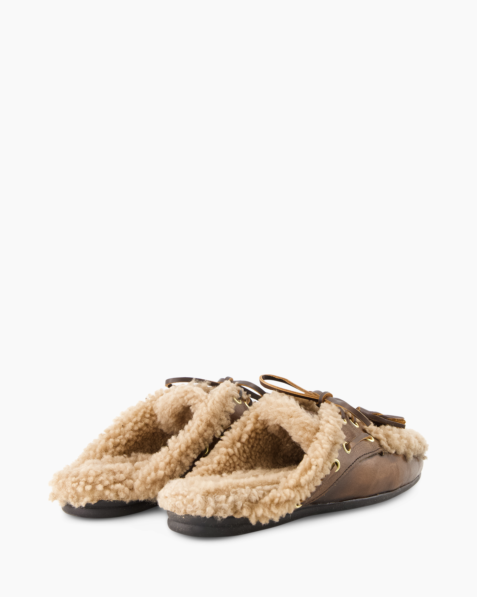 moccasins, slippers, shearling, brown, leather