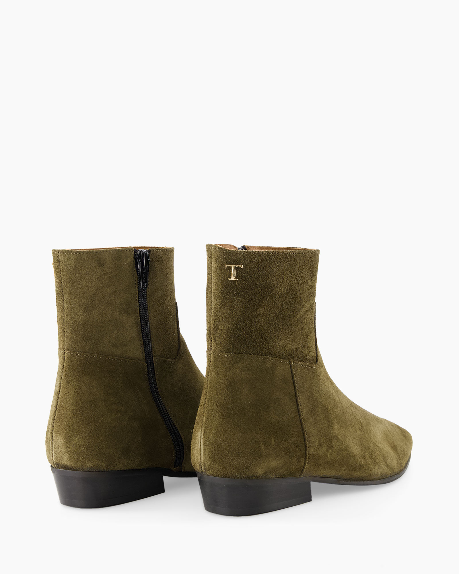 boots, ankle boots, suede, olive, zipper