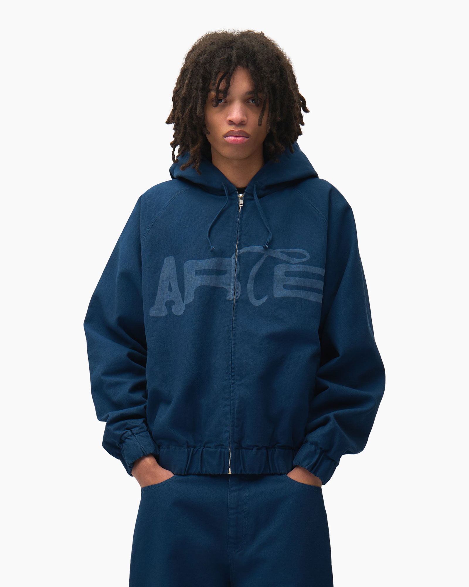 hoodie, zipper, drawstring, navy, logo-muted