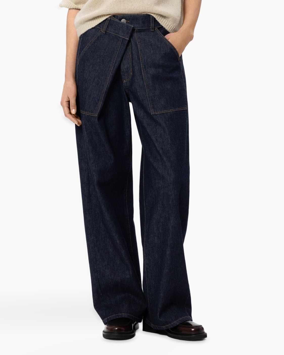 denim, pants, jeans, wide-leg, pockets