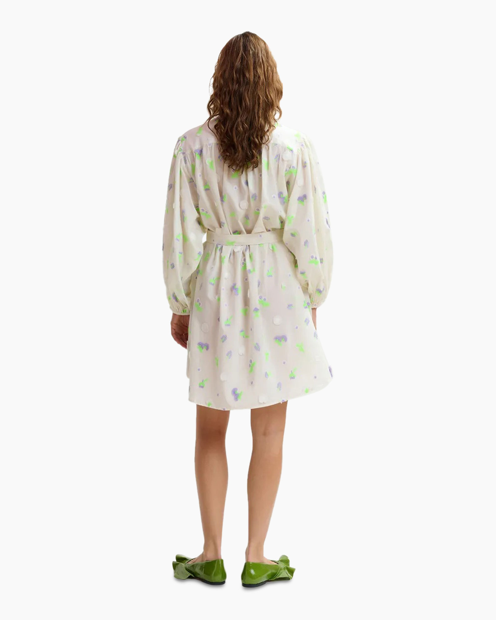 dress, long sleeves, belted, print, mini dress