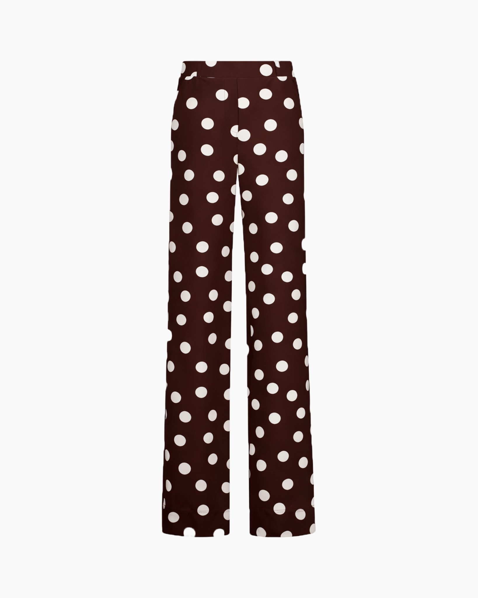 polka dot pants, wide leg, brown, pants, poly blend