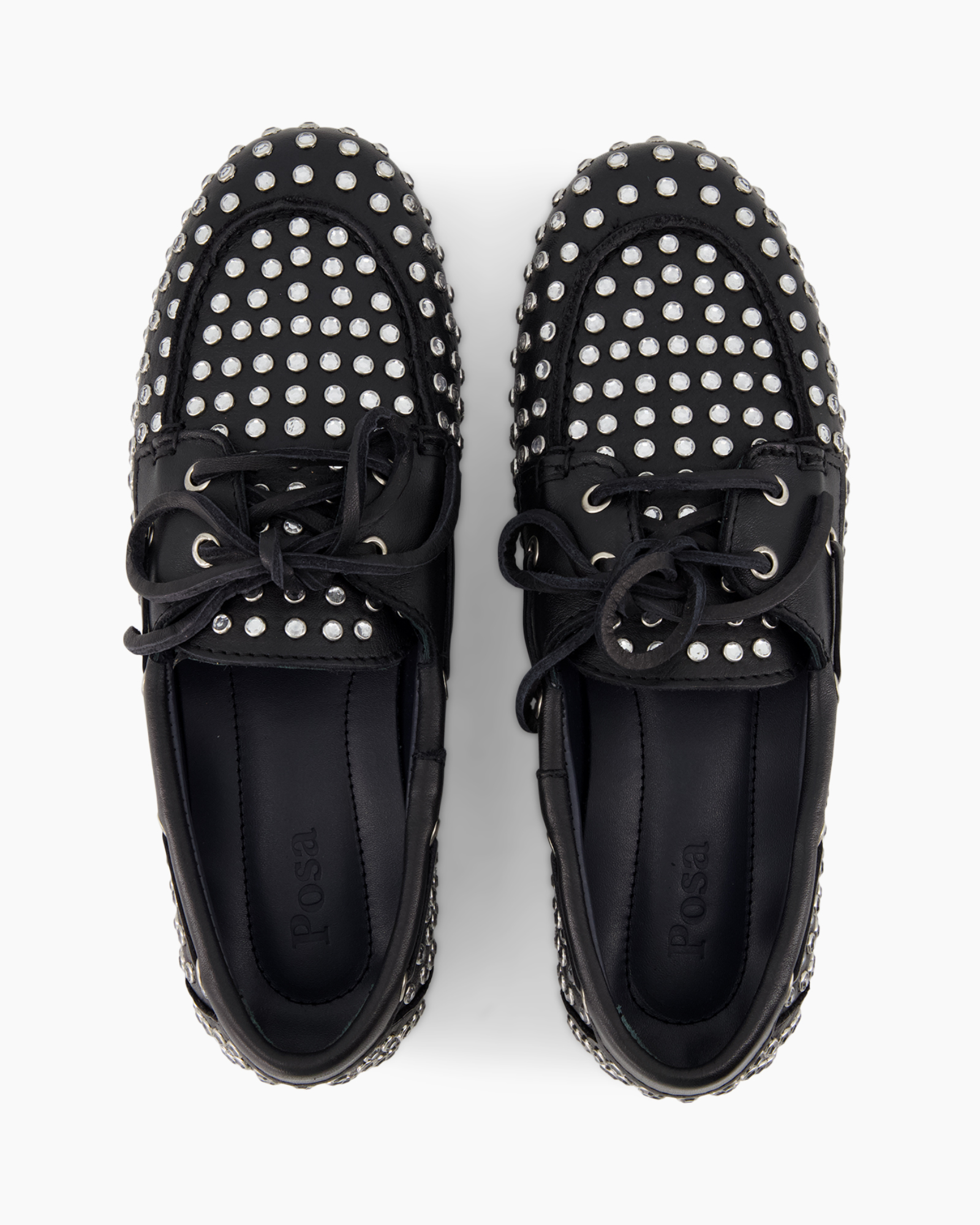 shoes, loafers, studded, black, laced