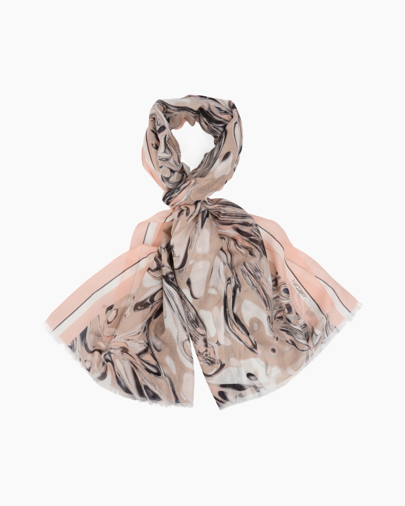 scarf, fashion accessory, abstract pattern, pink beige, marble print