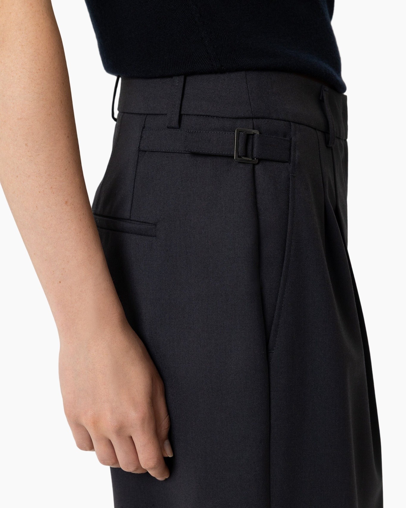 dress-pants, waist-belt, slim-fit, black, tapered