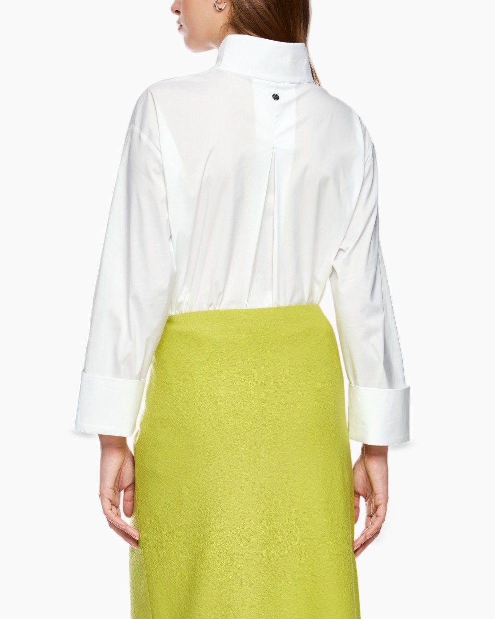 white shirt, button-down, collar, long sleeves, white top