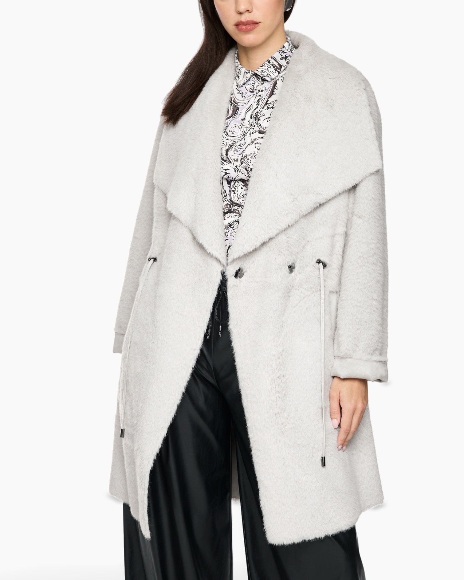 coat, shearling, oversized, fluffy, open-front