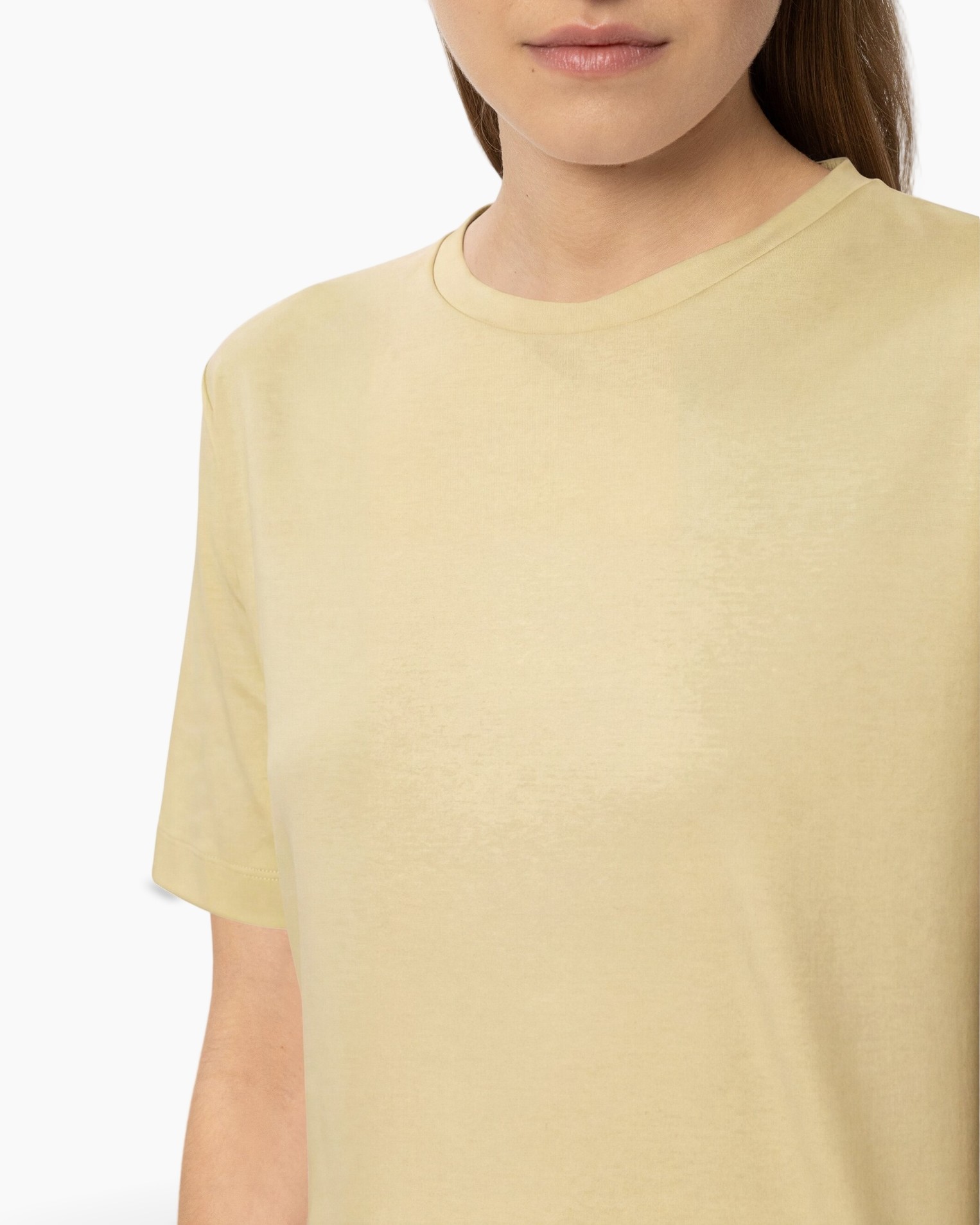 t-shirt, short sleeve, crew neck, beige, plain