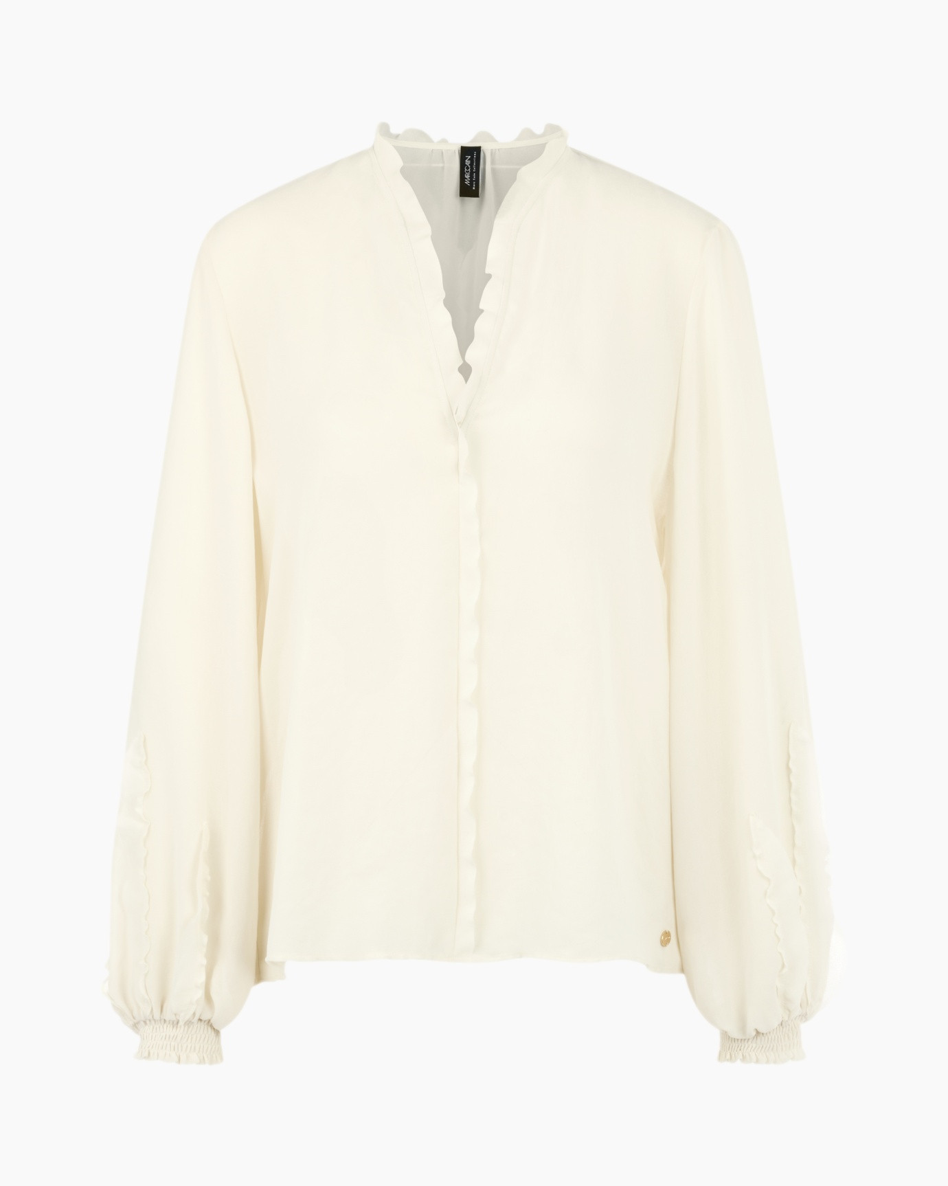 blouse, long sleeves, crepe,  V-neck