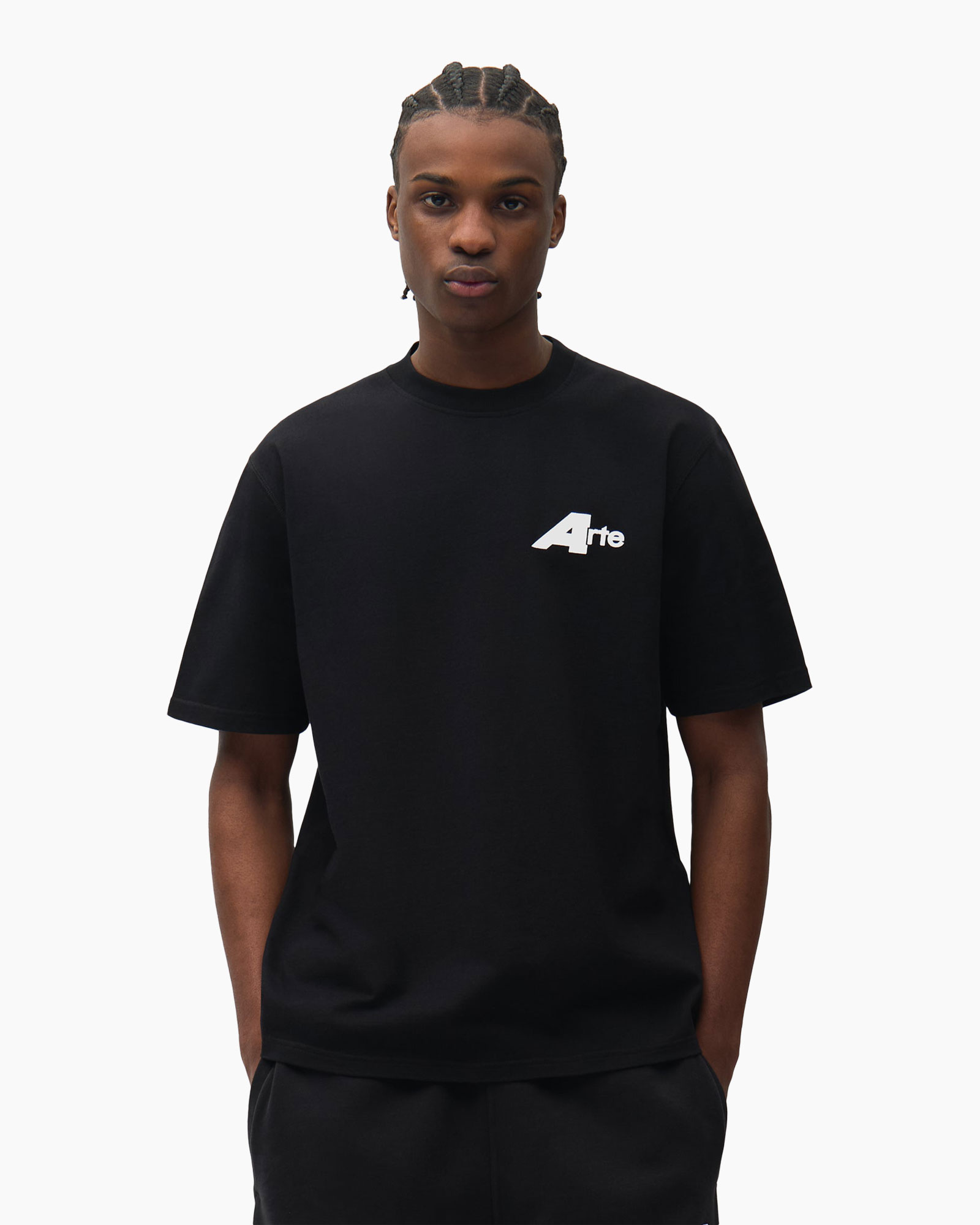 t-shirt, black, short sleeve, graphic print, back view